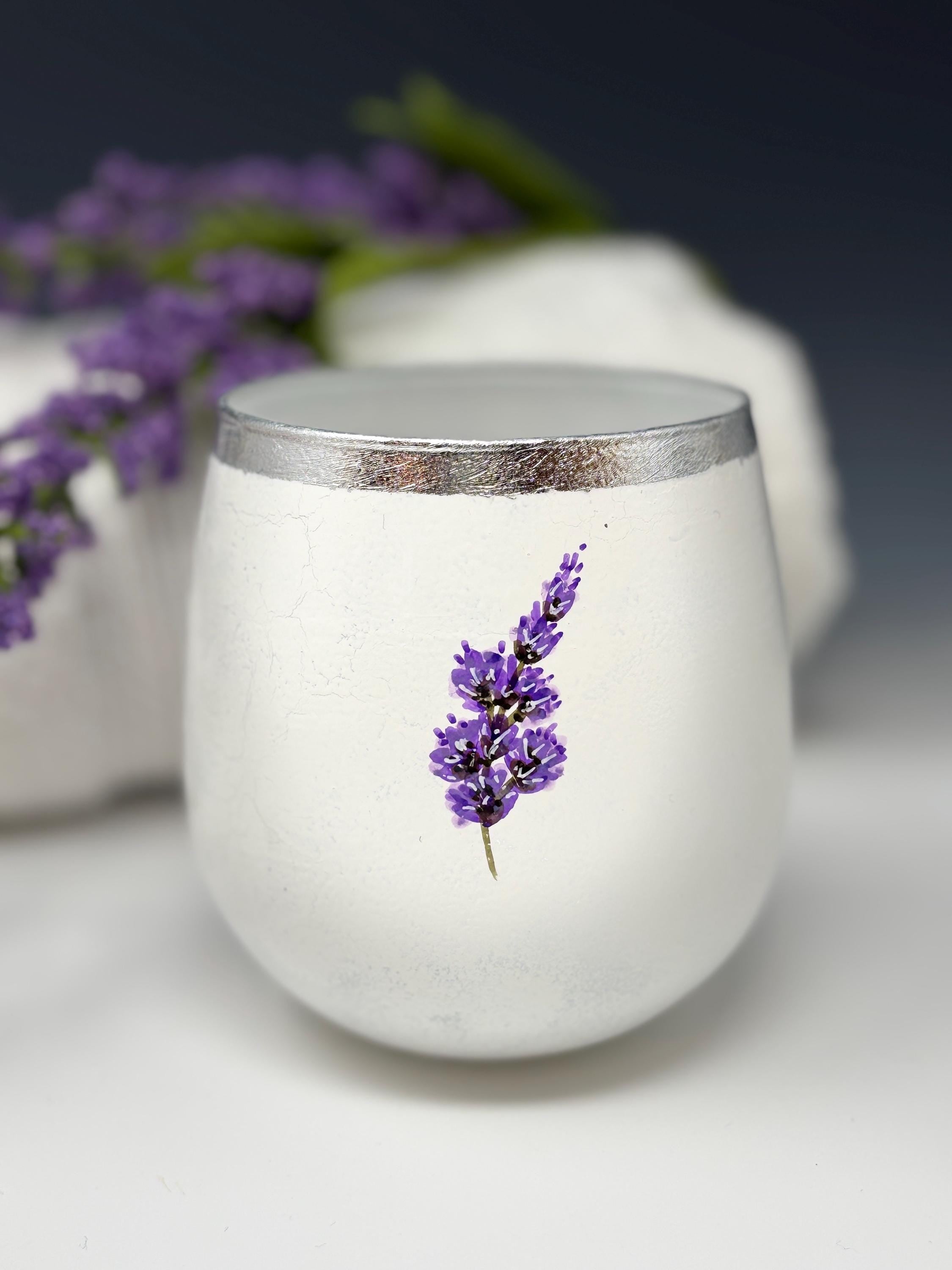 Votive Candle Holder, Lavender Design