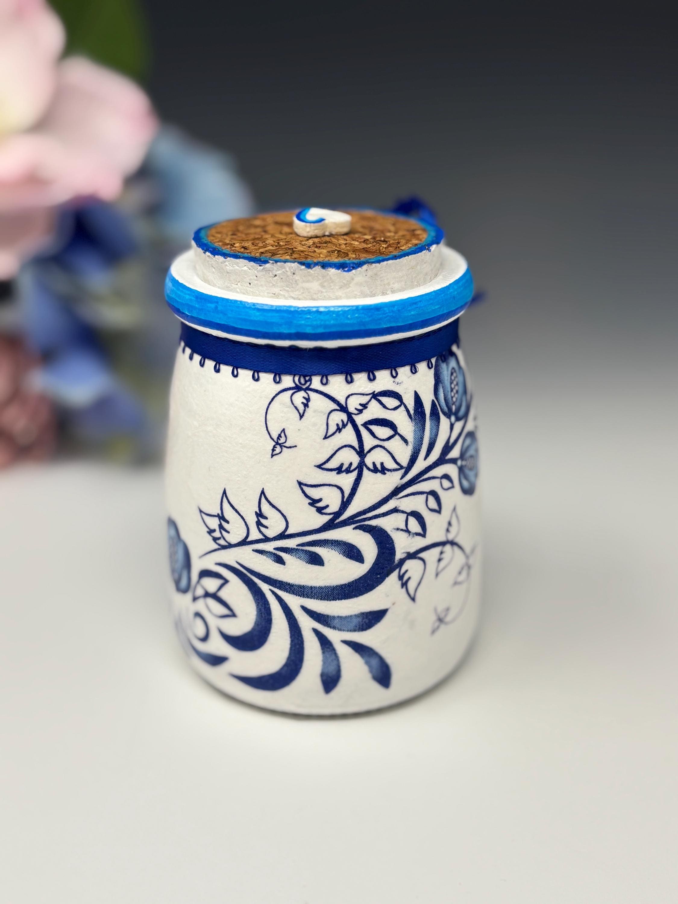 Small Glass Candy Jar, Blue Bird