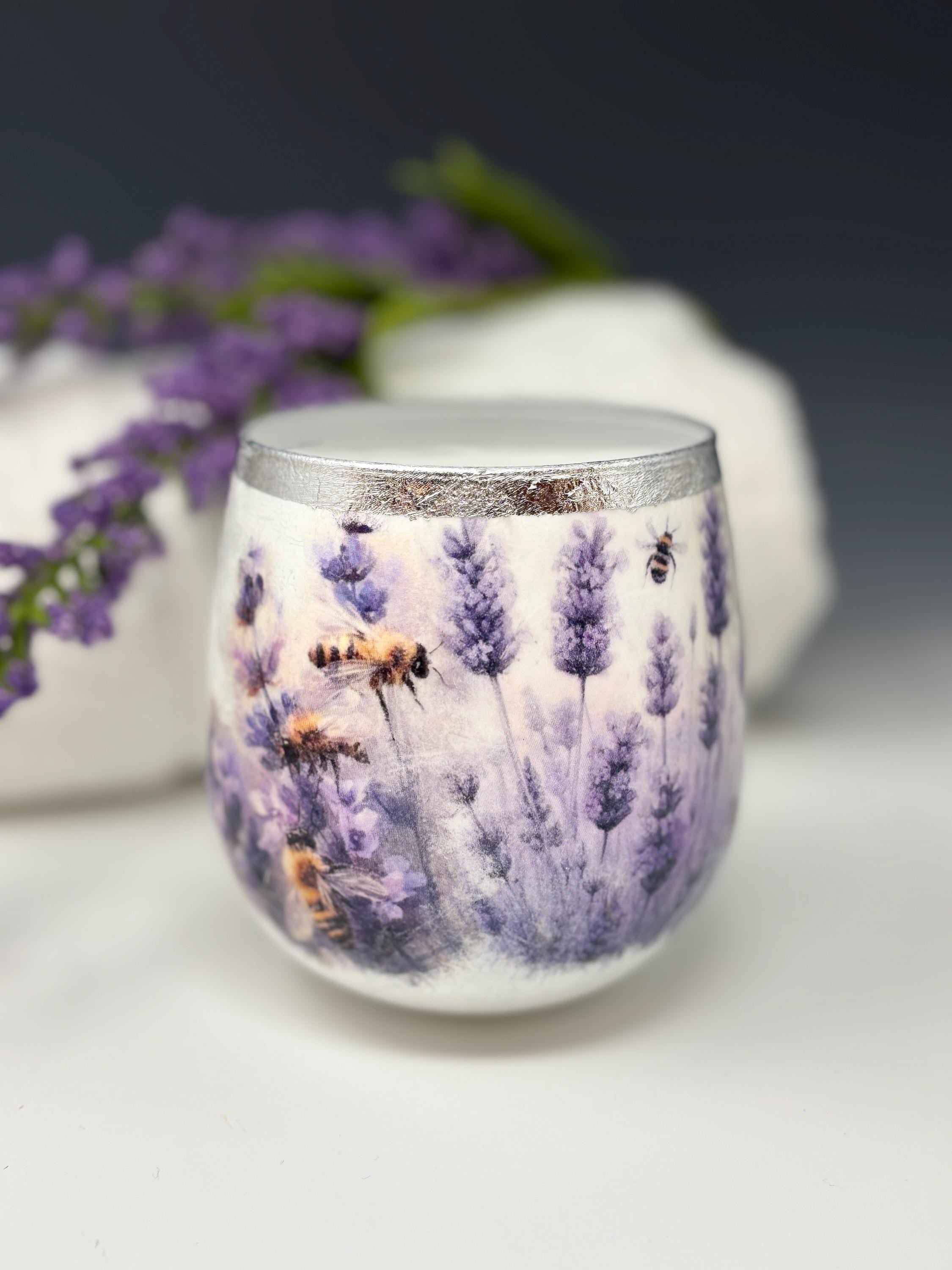 Votive Candle Holder, Lavender Design