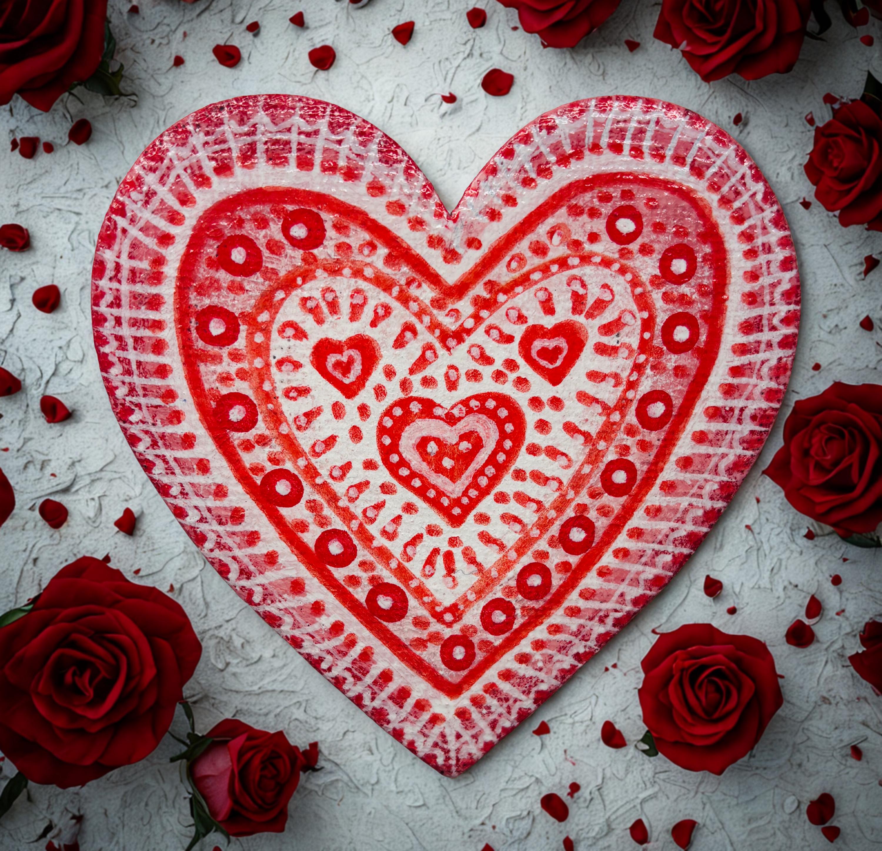 Hand Painted Mini Canvas Magnet, Lace Heart