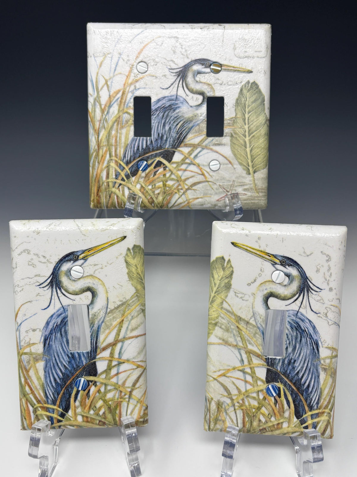 Decorative Light Outlet Cover Wall Plates, Blue Heron