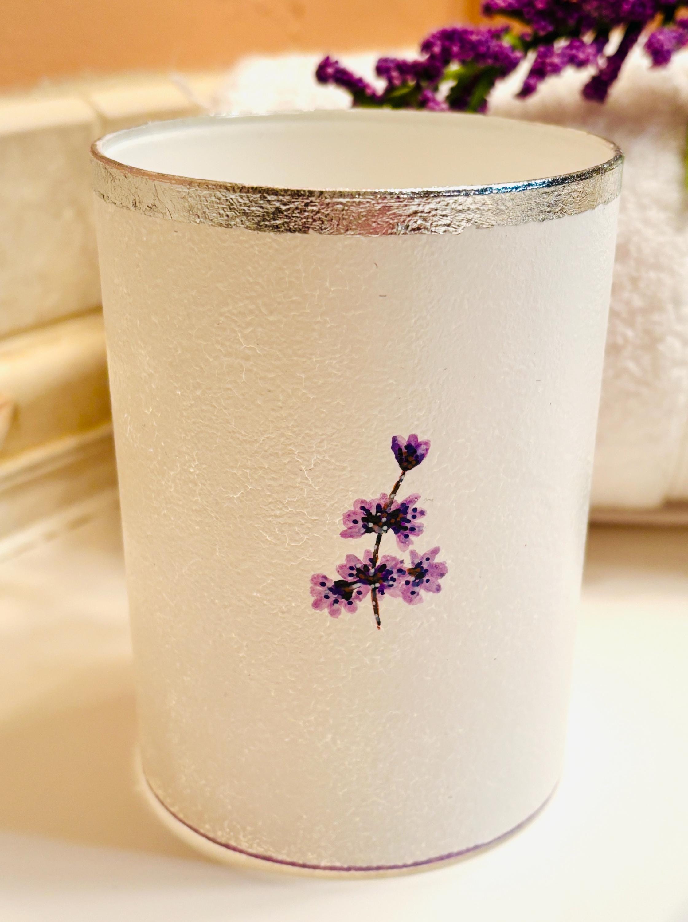 Vanity Makeup Brush/Pencil Holder, Lavender Design