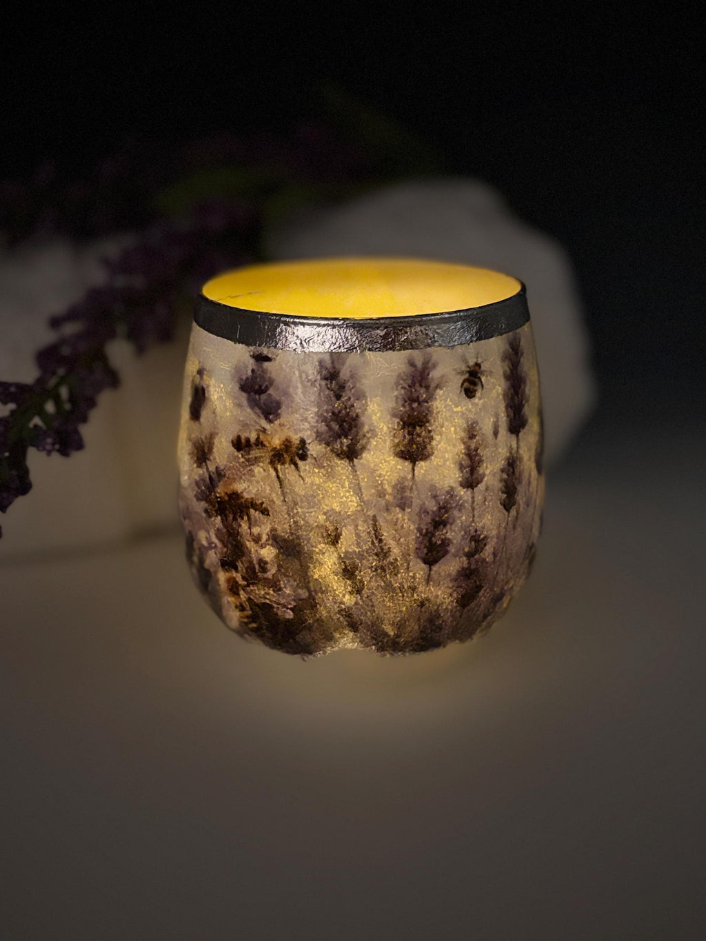 Votive Candle Holder, Lavender Design