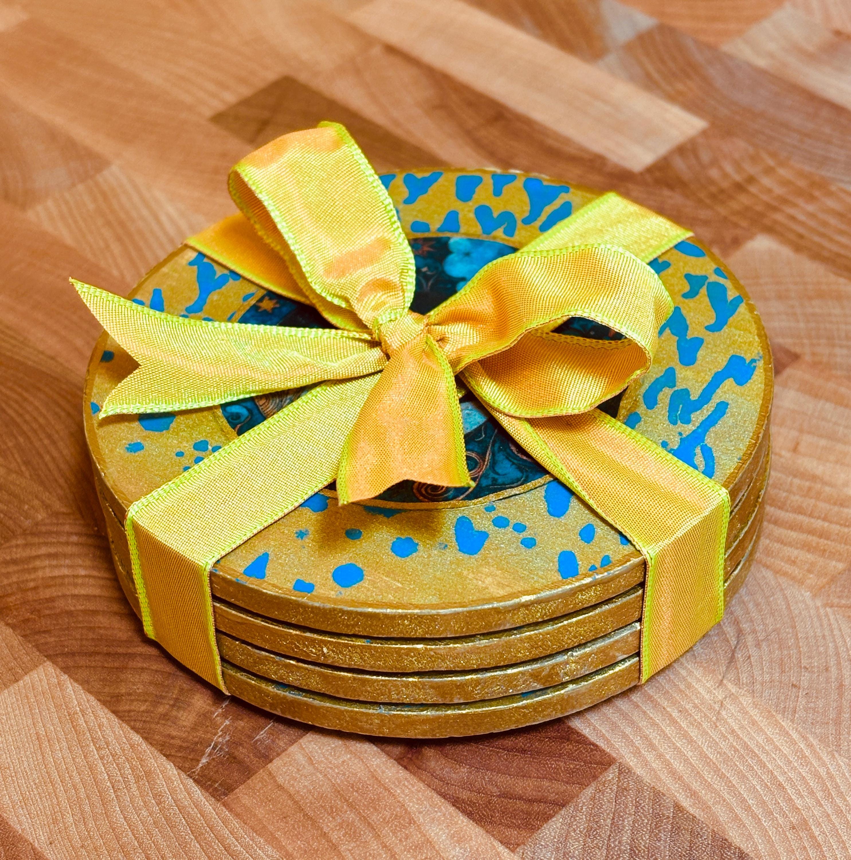 Wood Coasters, Decoupage Art, Celestial Visions