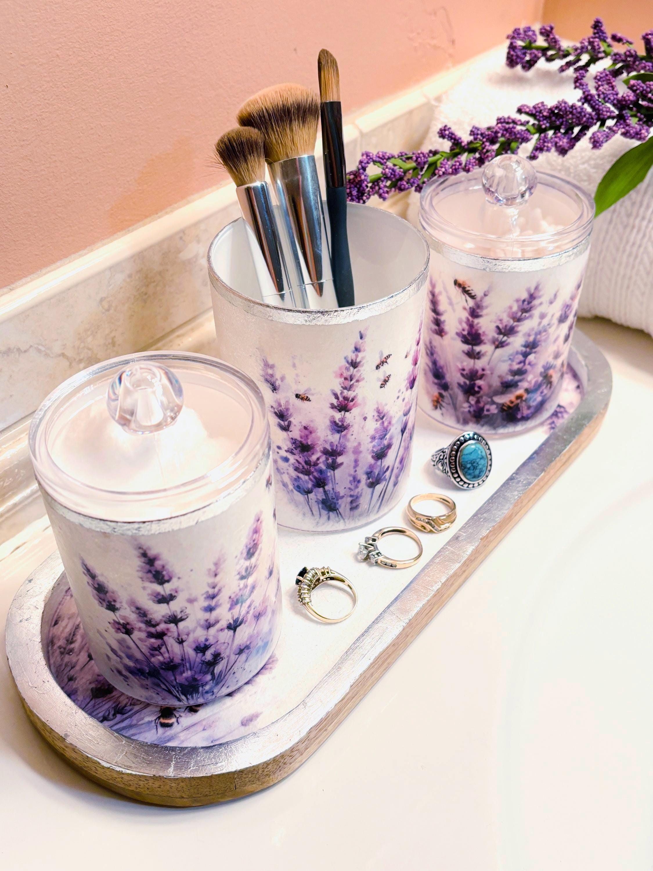 Country Chic Lavender Vanity Jar with Lid, 12 oz.