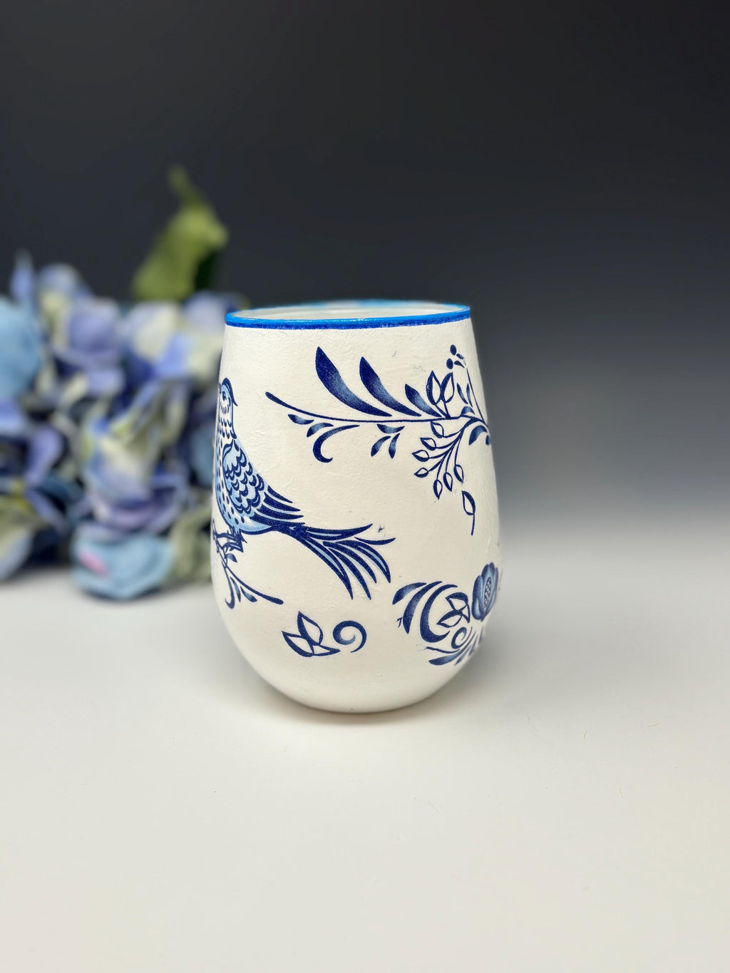 Makeup Brush Holder or Vase, Blue Bird