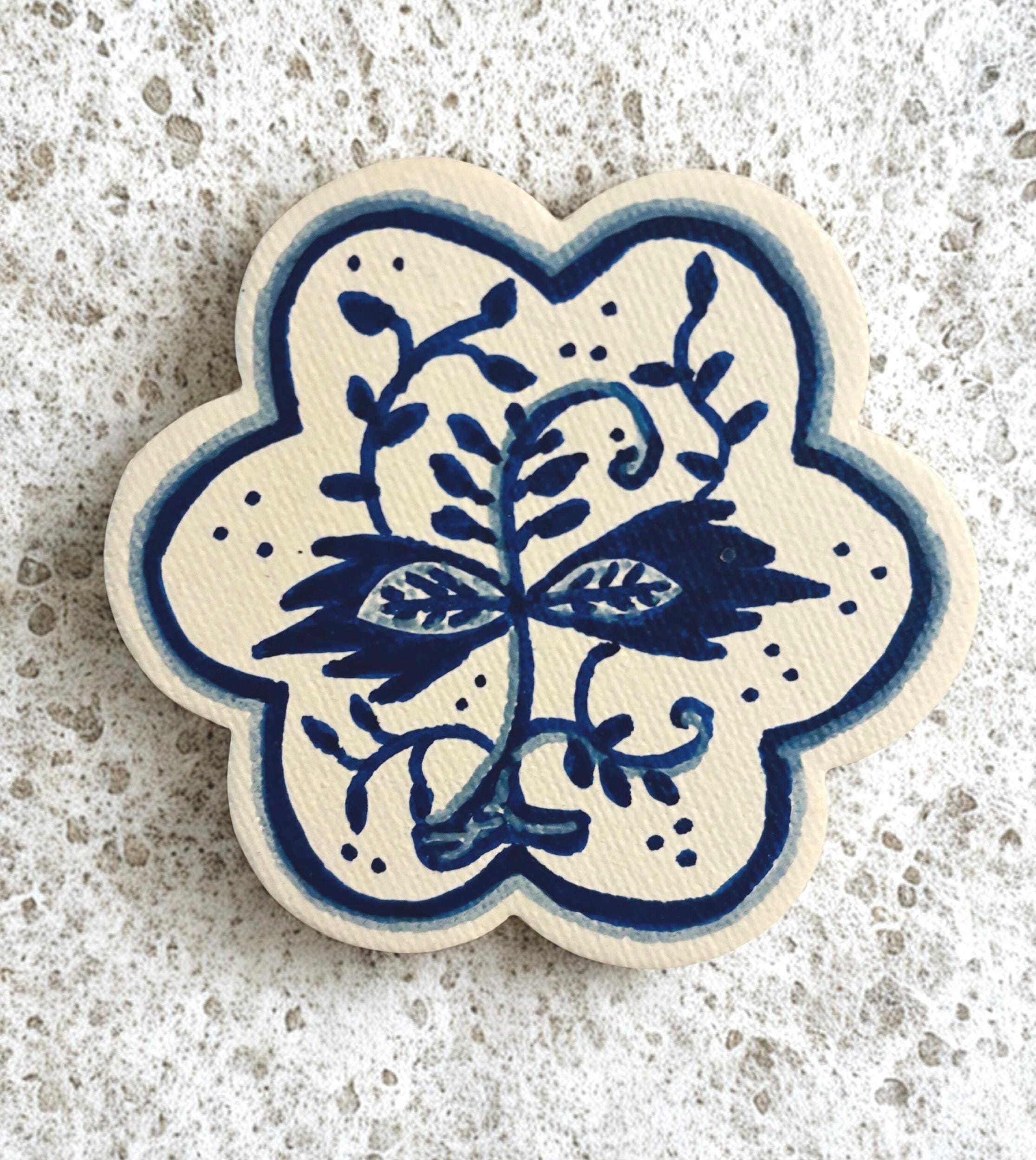 Hand Painted Mini Canvas Magnets, Textile Patterns