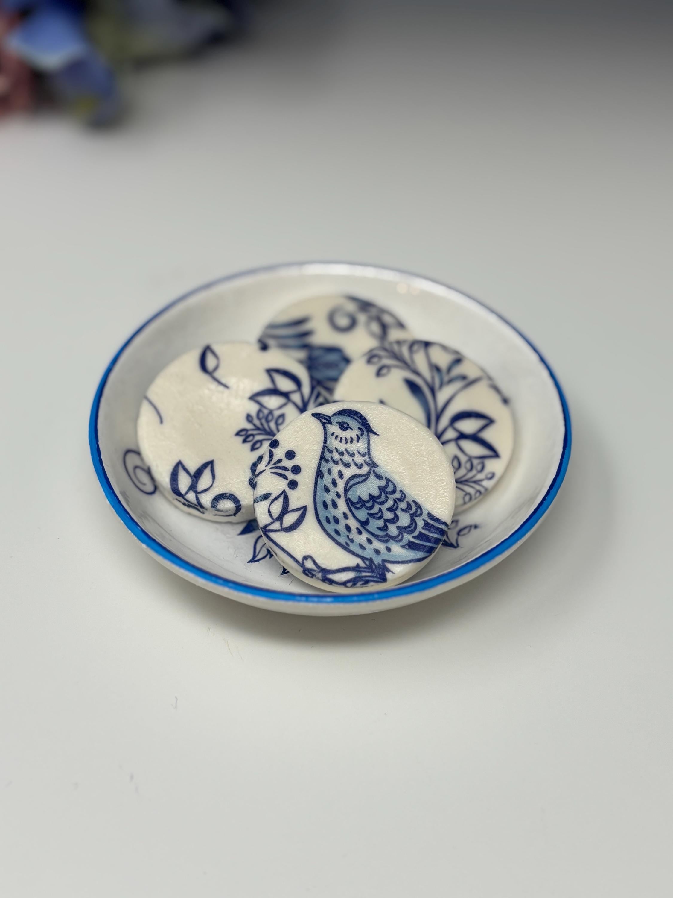 Decorative Mini Soaps, Set of 4, Blue Bird