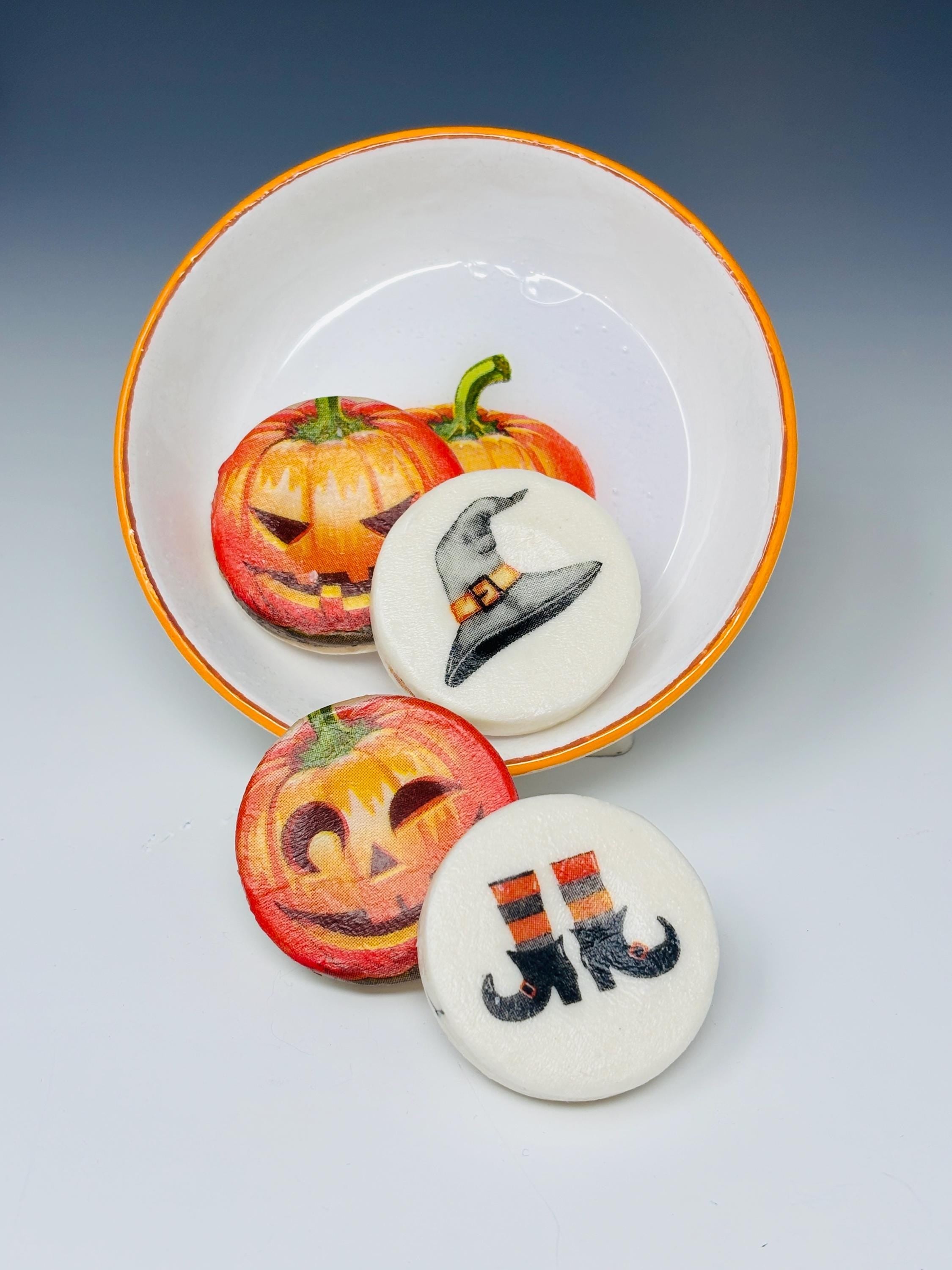 Decorative Mini Soaps, Set of 4, Halloween Pumpkins