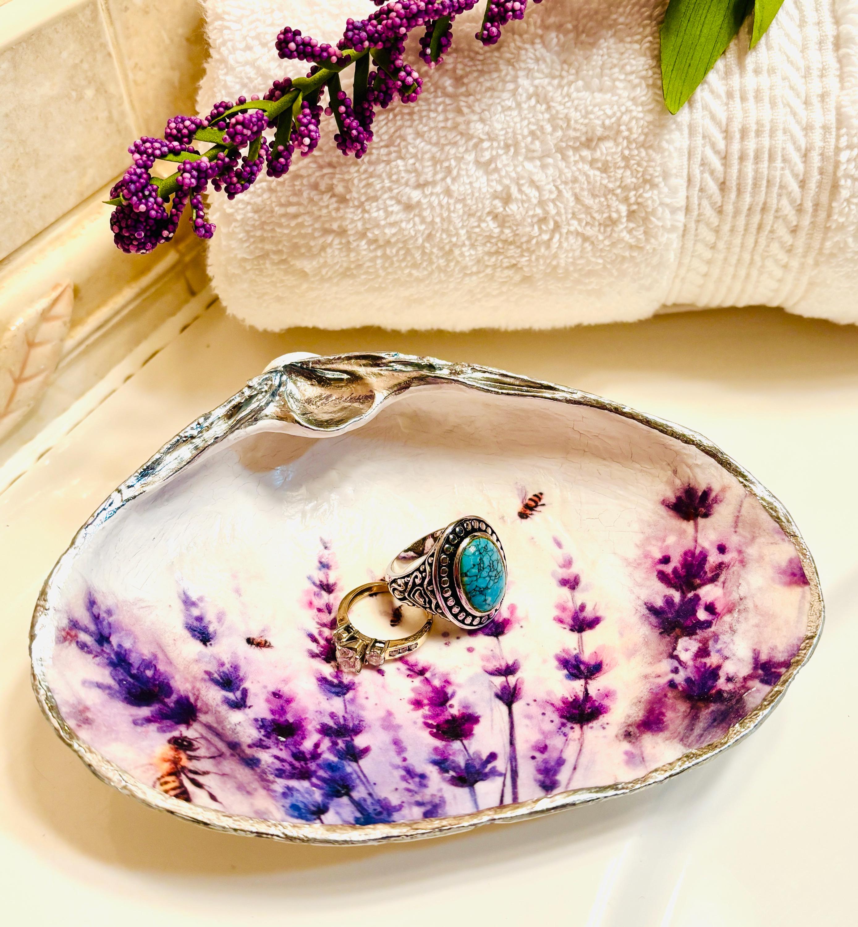 Vanity Ring, Soap or Trinket Dish, Lavender Design