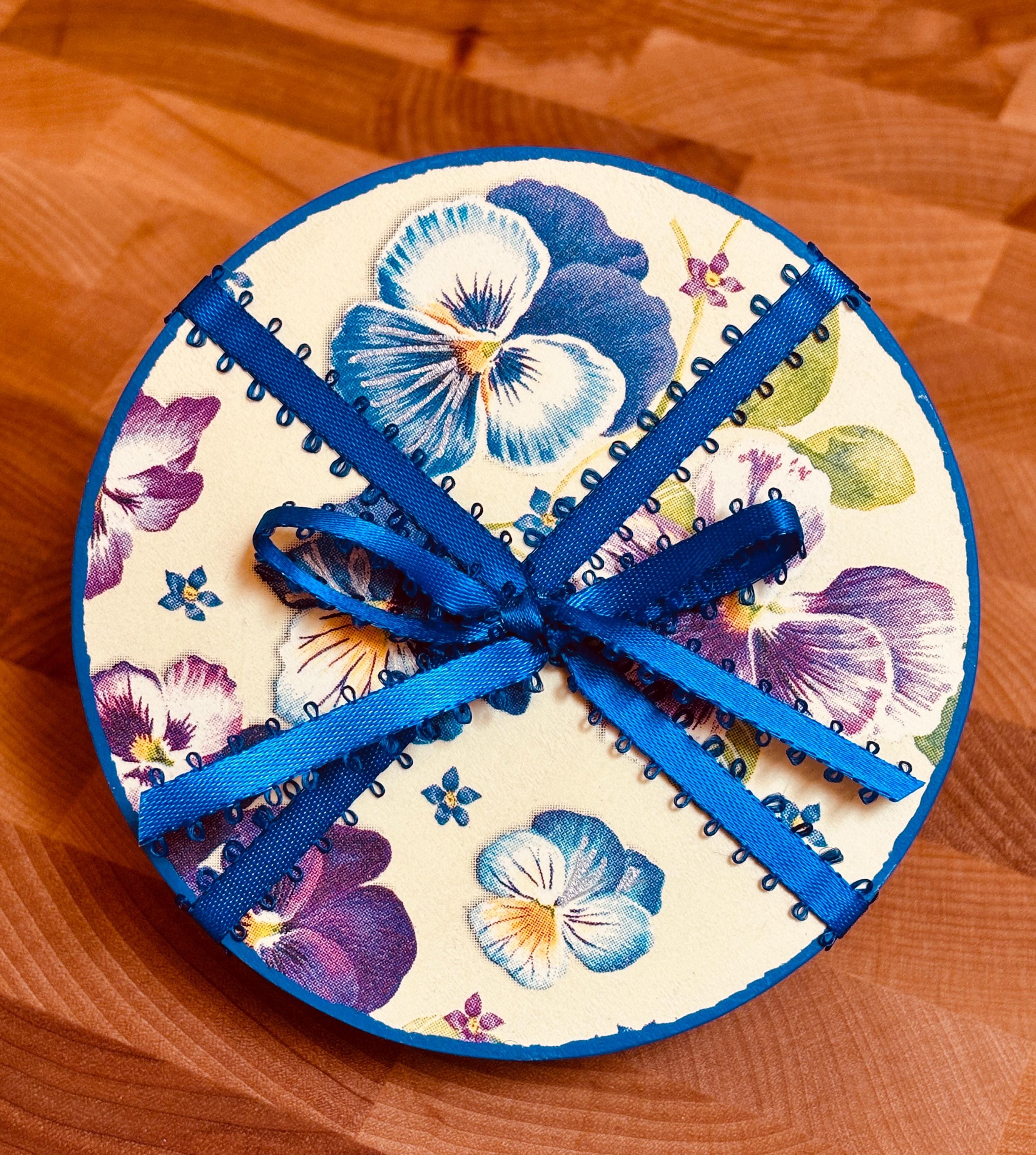 Wood Coasters, Decoupage Art, Pansies