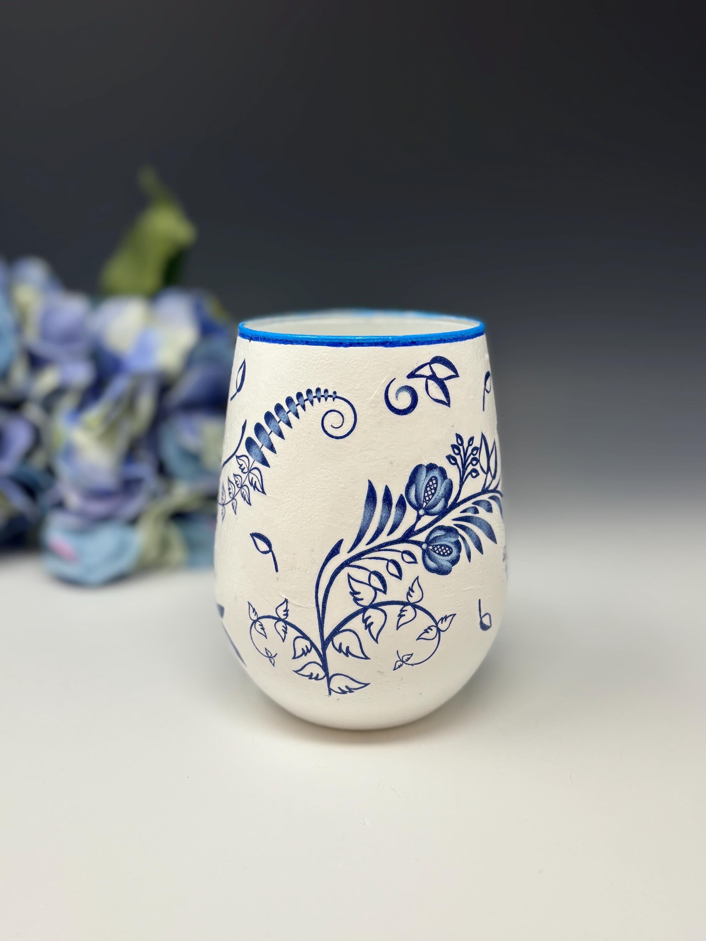 Makeup Brush Holder or Vase, Blue Bird