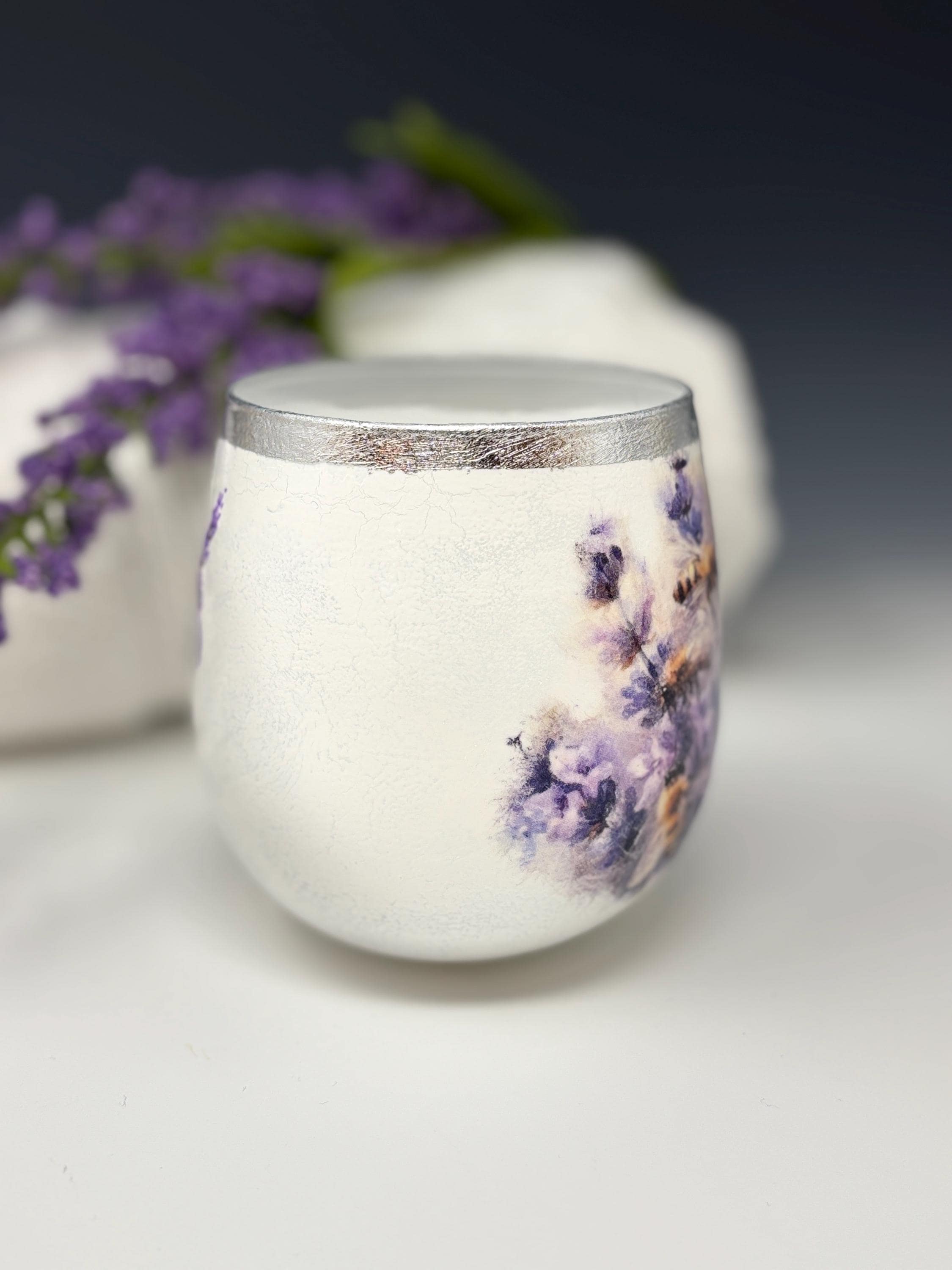 Votive Candle Holder, Lavender Design