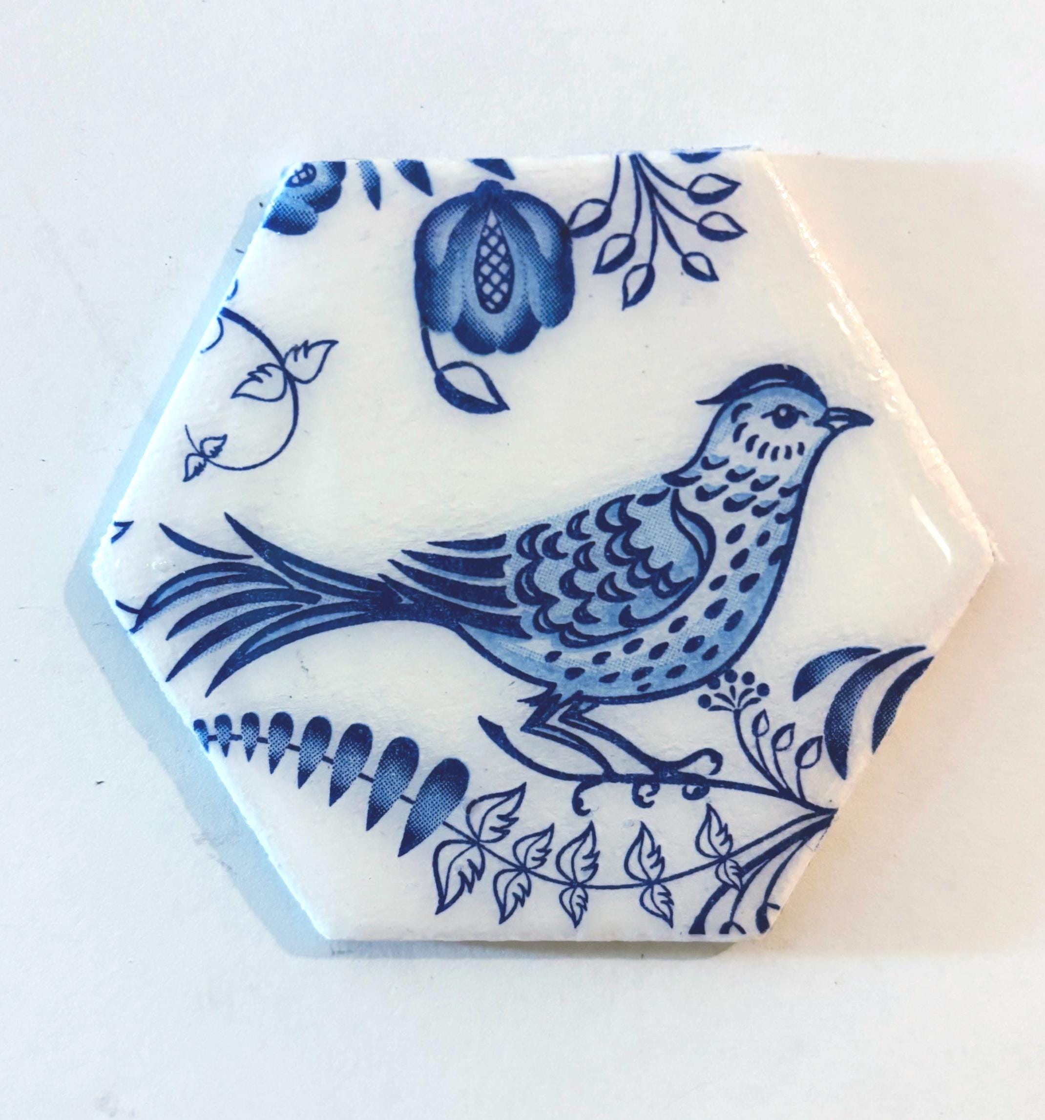 Decoupaged Mini Canvas Magnets, Blue & White