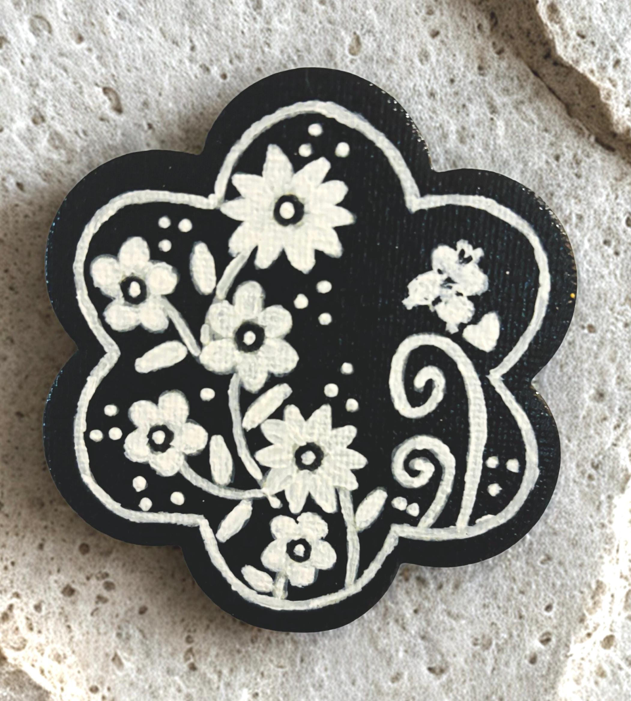 Hand Painted Mini Canvas Magnets, Textile Patterns