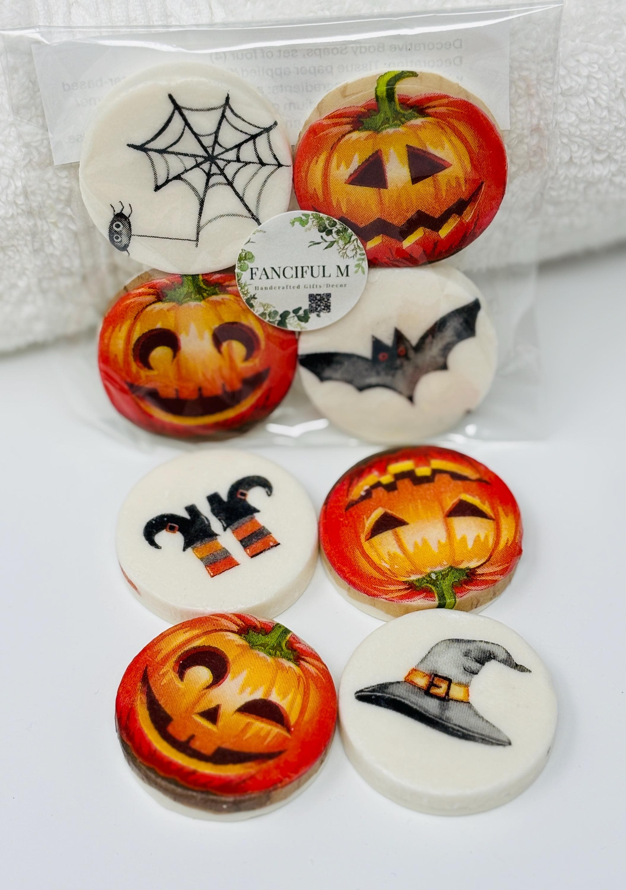 Decorative Mini Soaps, Set of 4, Halloween Pumpkins