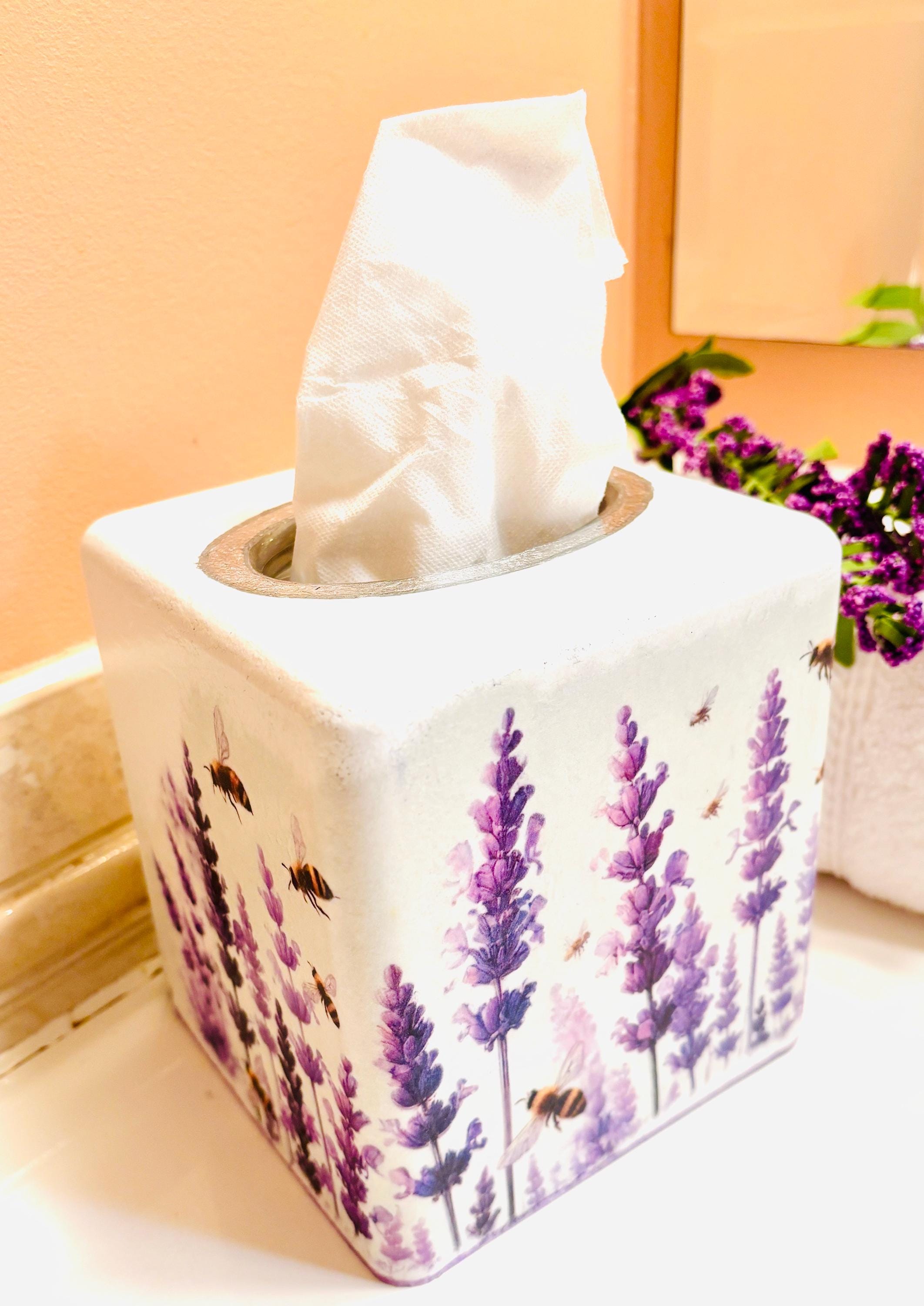 Vanity Tissue Box Holder, Lavender Design