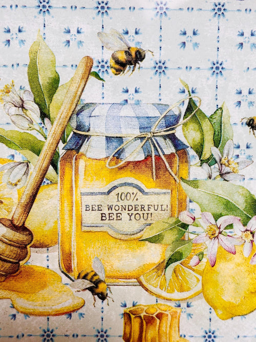 Charcuterie Board Square 10" Glass, Honey Bee