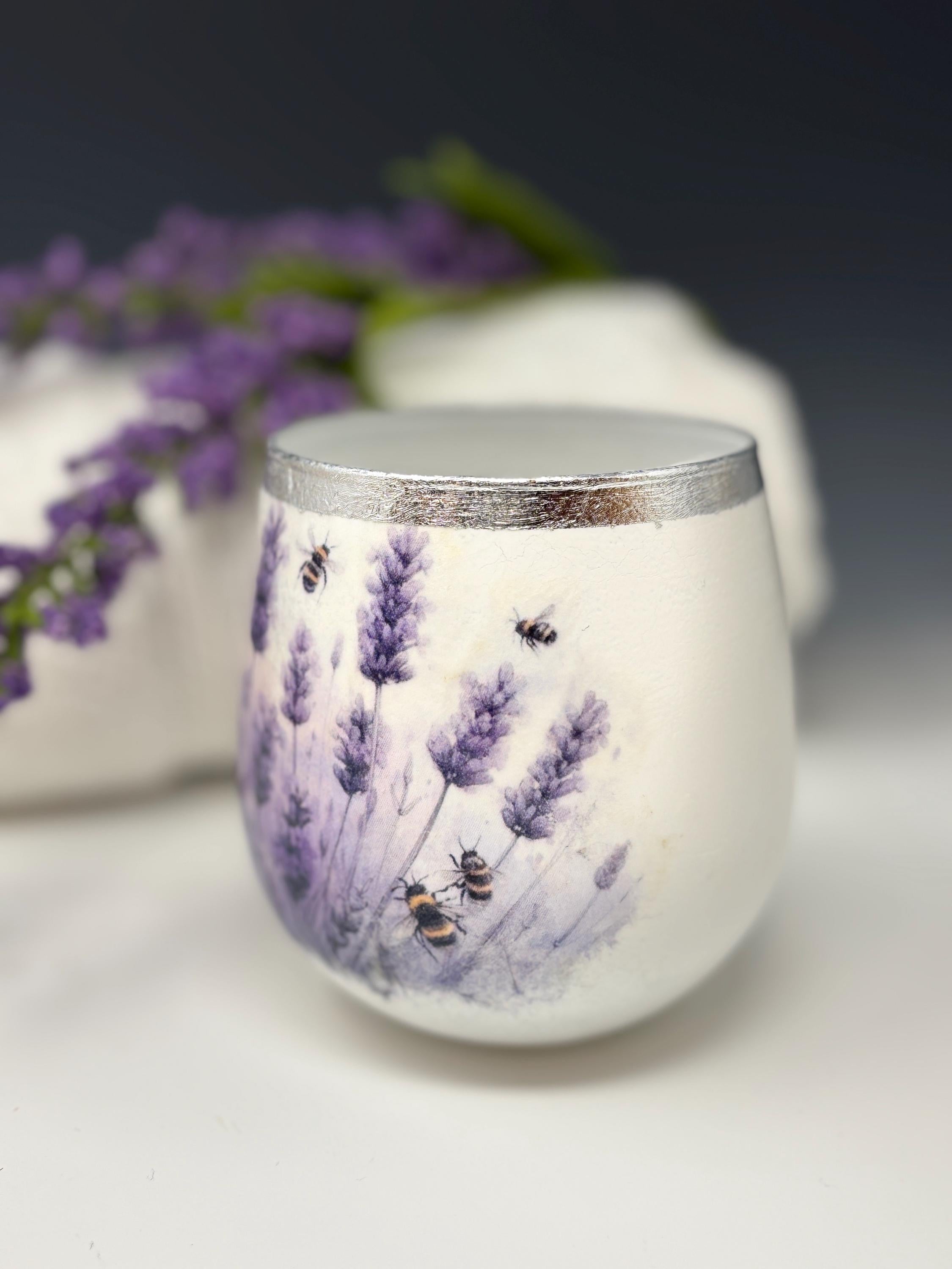 Votive Candle Holder, Lavender Design