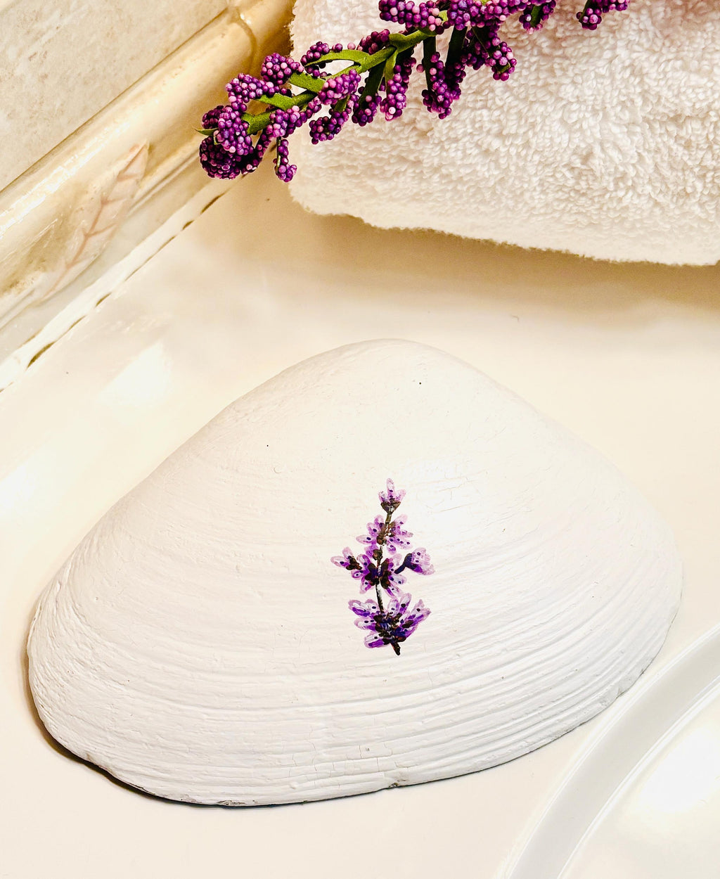Vanity Ring, Soap or Trinket Dish, Lavender Design