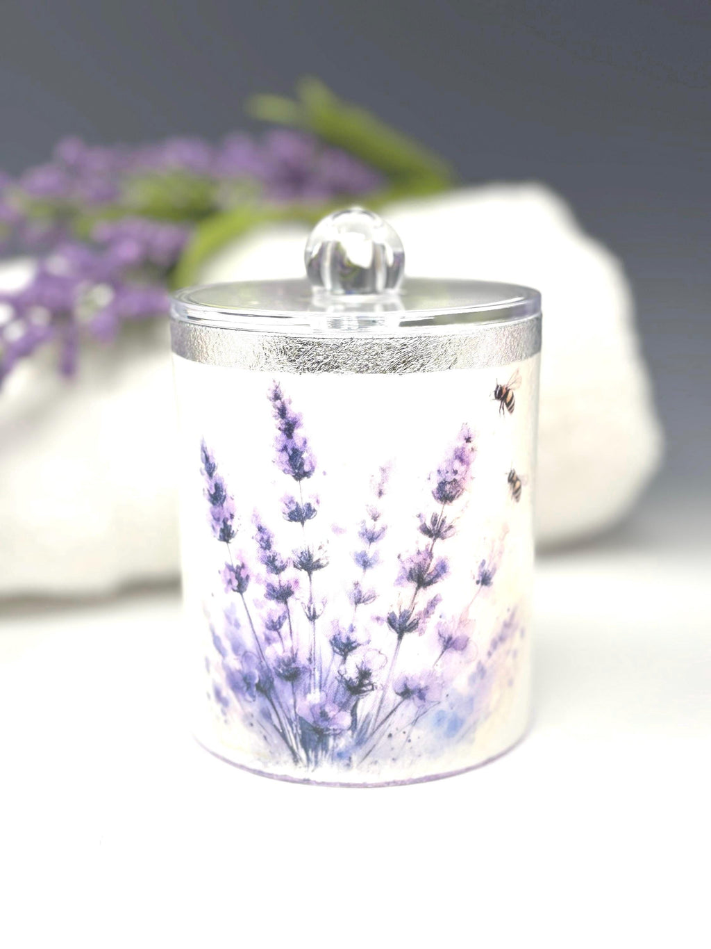 Country Chic Lavender Vanity Jar with Lid, 12 oz.