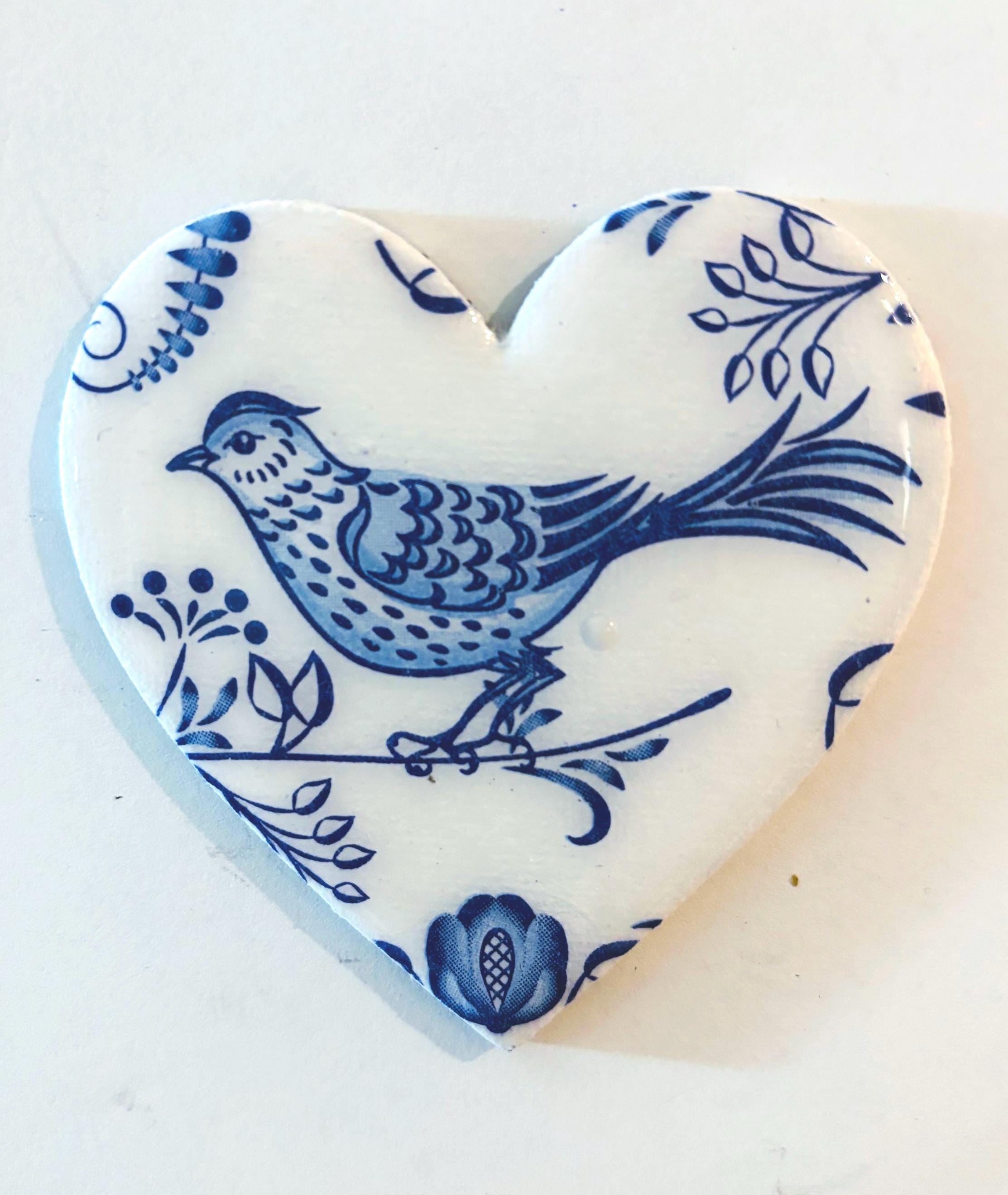 Decoupaged Mini Canvas Magnets, Blue & White