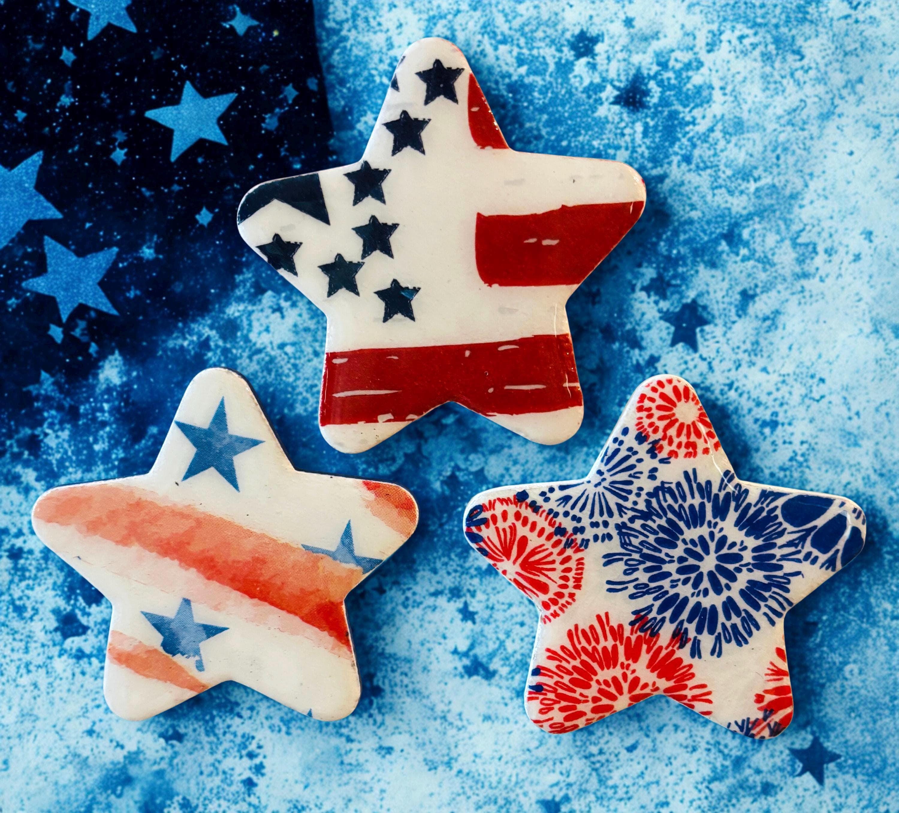 Decoupaged Mini Canvas Magnets, Patriotic