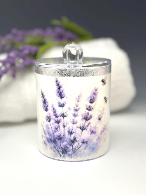 Country Chic Lavender Vanity Jar with Lid, 12 oz.