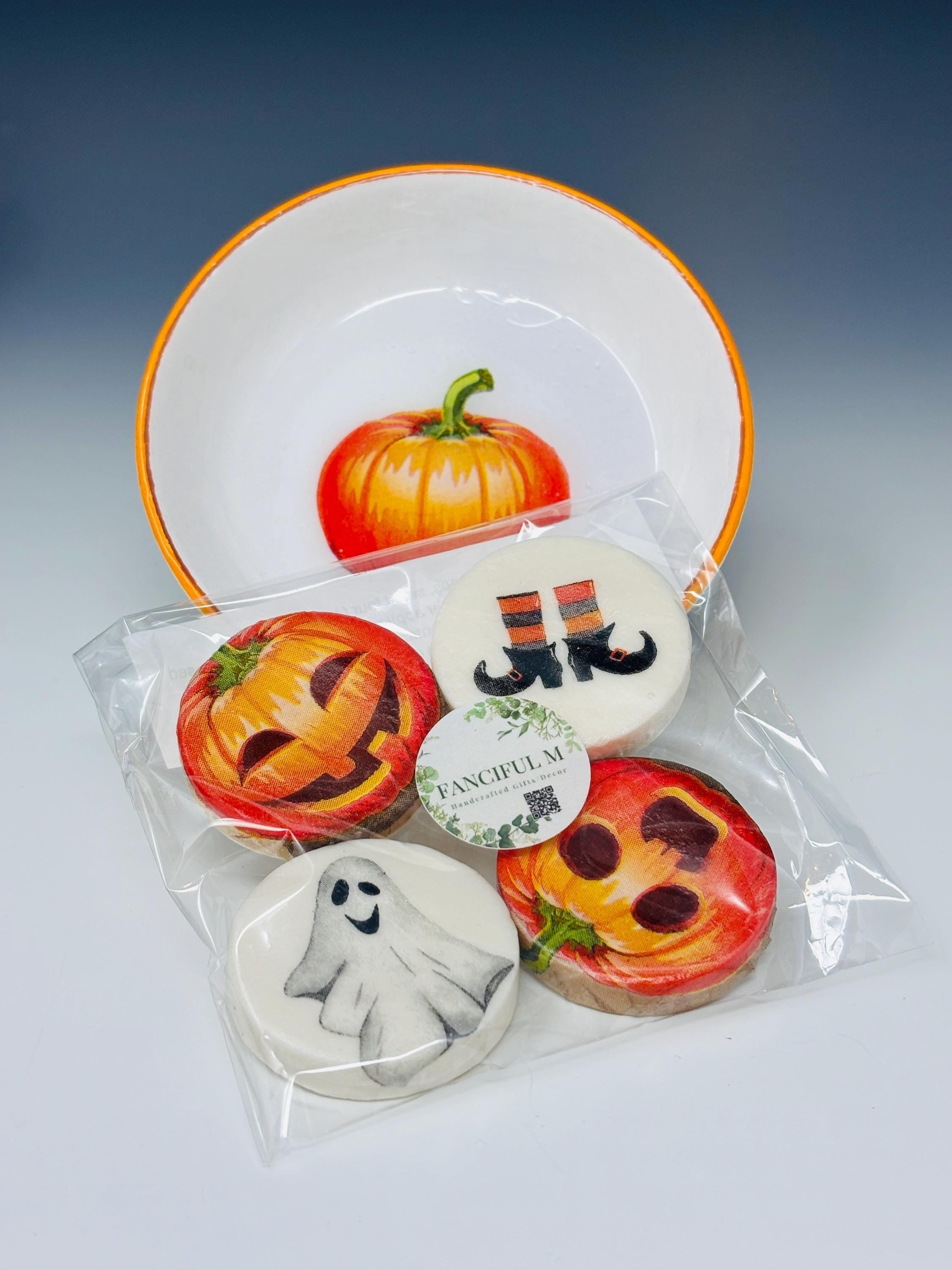 Decorative Mini Soaps, Set of 4, Halloween Pumpkins
