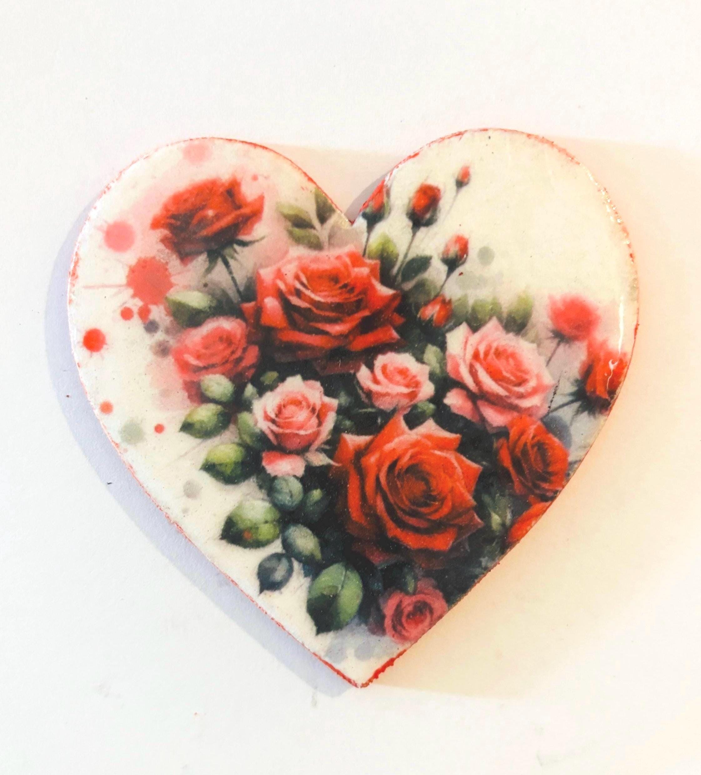 Decoupaged Mini Canvas Magnets, Hearts