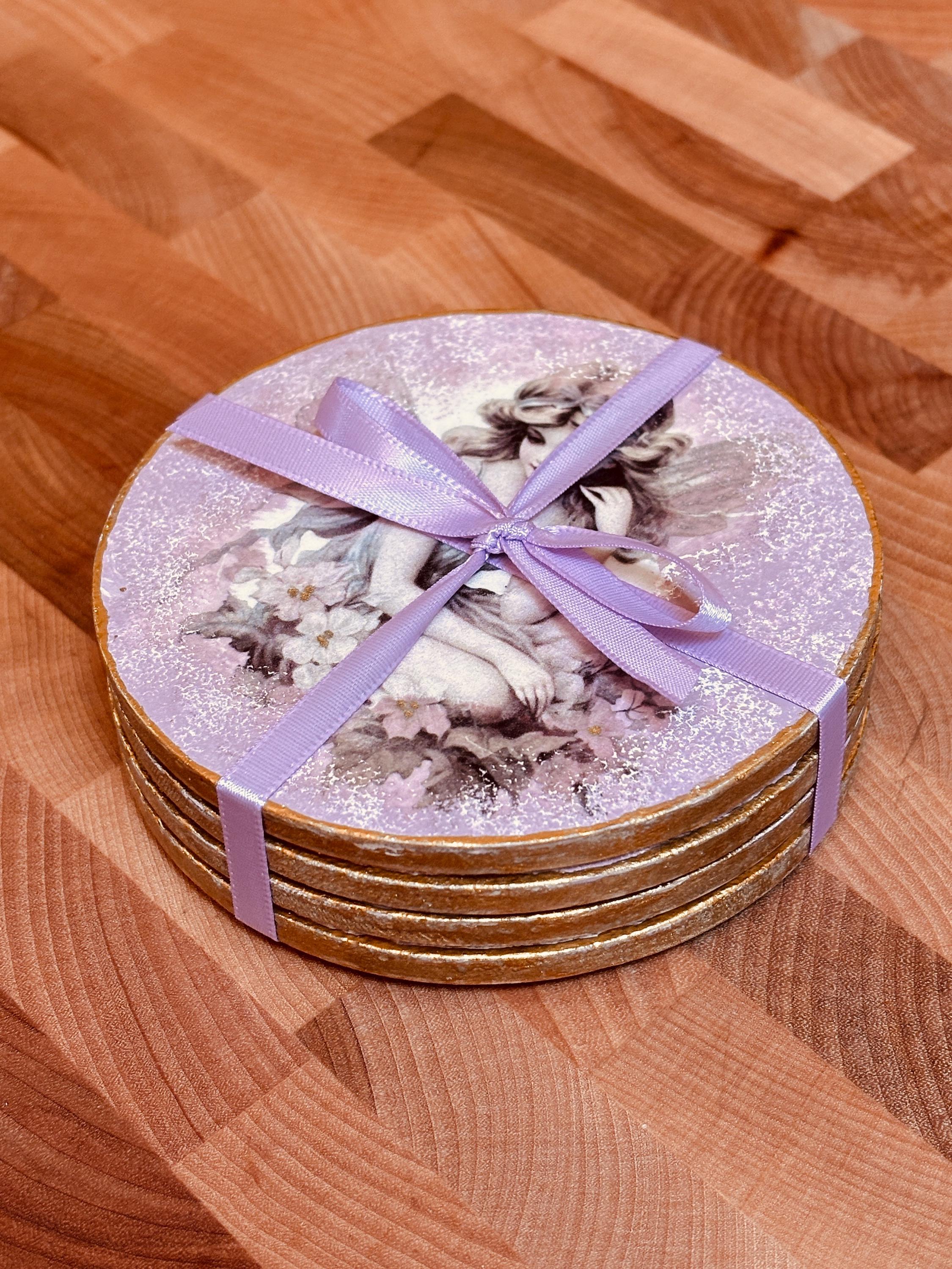 Wood Coasters, Decoupage Art, Enchanting Fairies