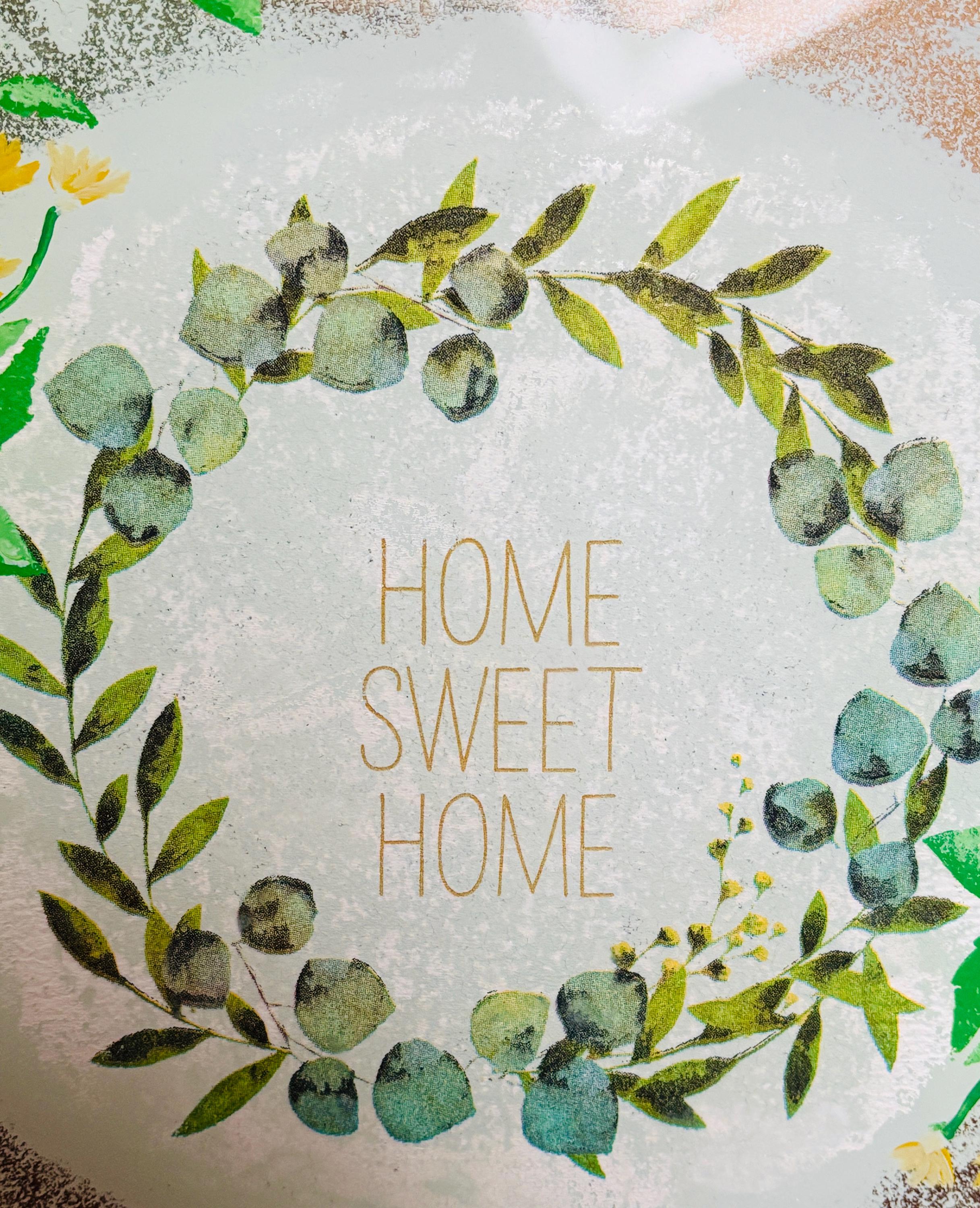 Square 10" Glass Cutting/Cheese Board, Home Sweet Home Design