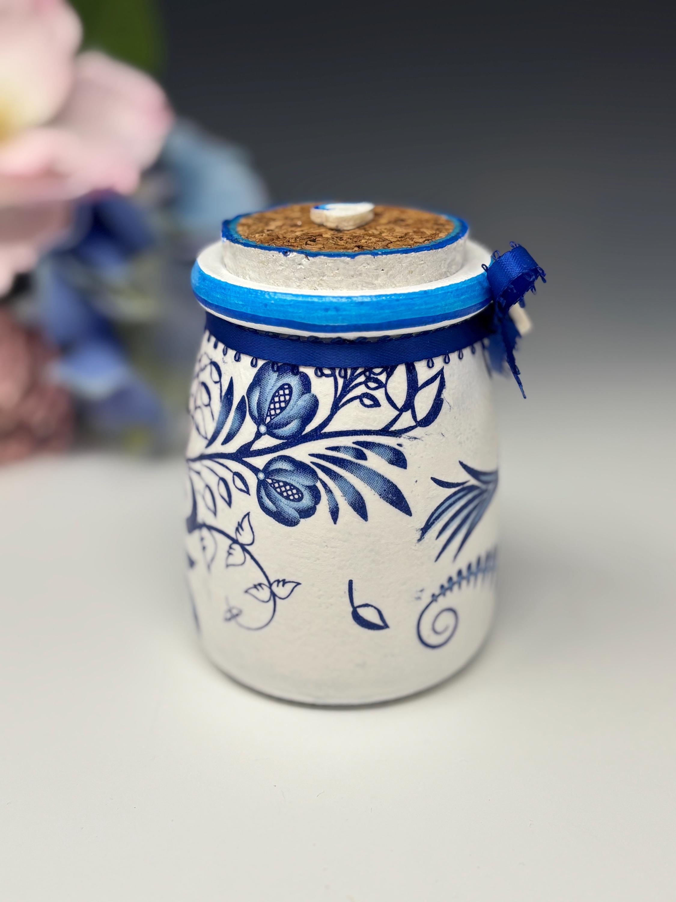 Small Glass Candy Jar, Blue Bird