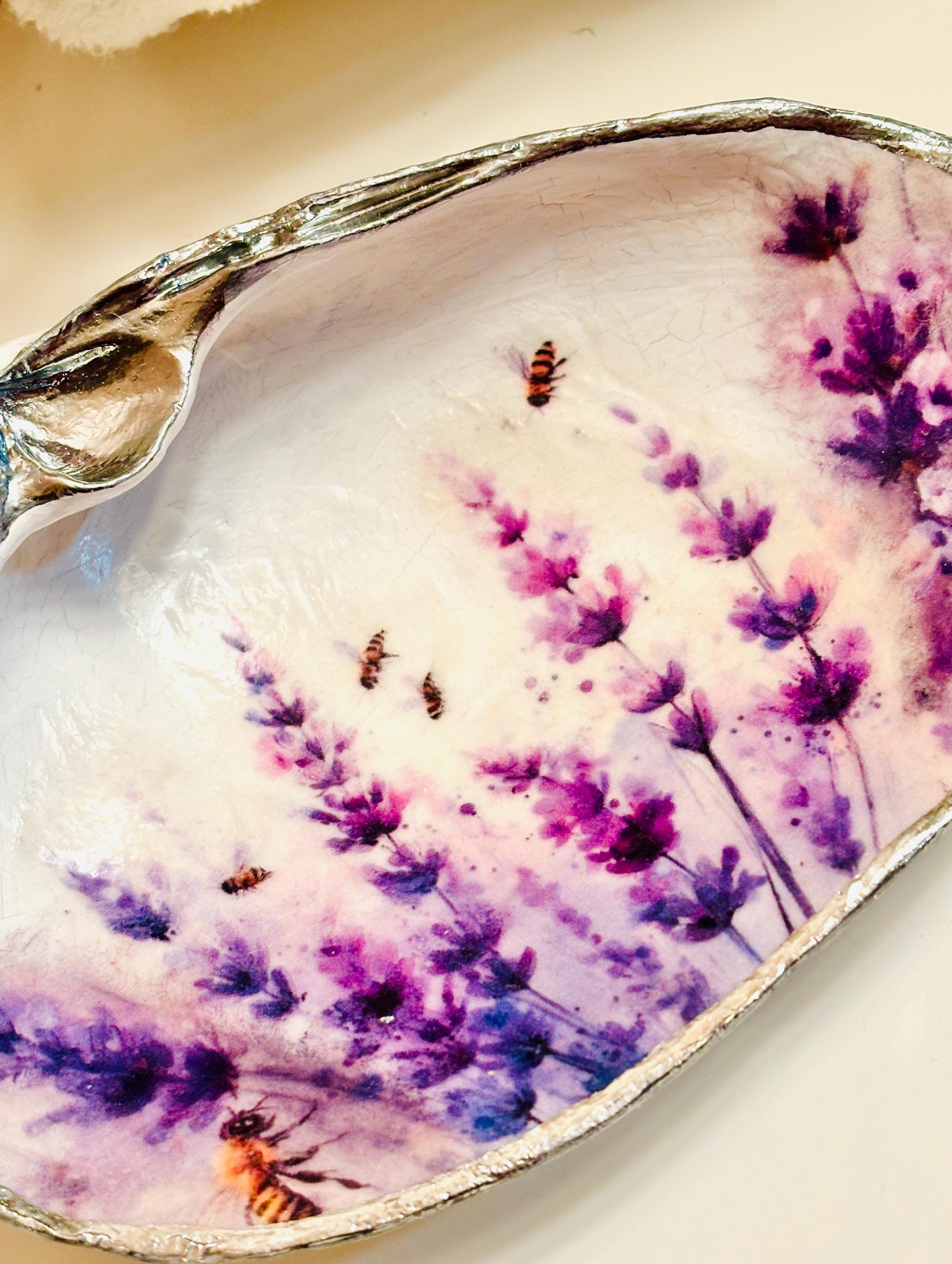 Vanity Ring, Soap or Trinket Dish, Lavender Design