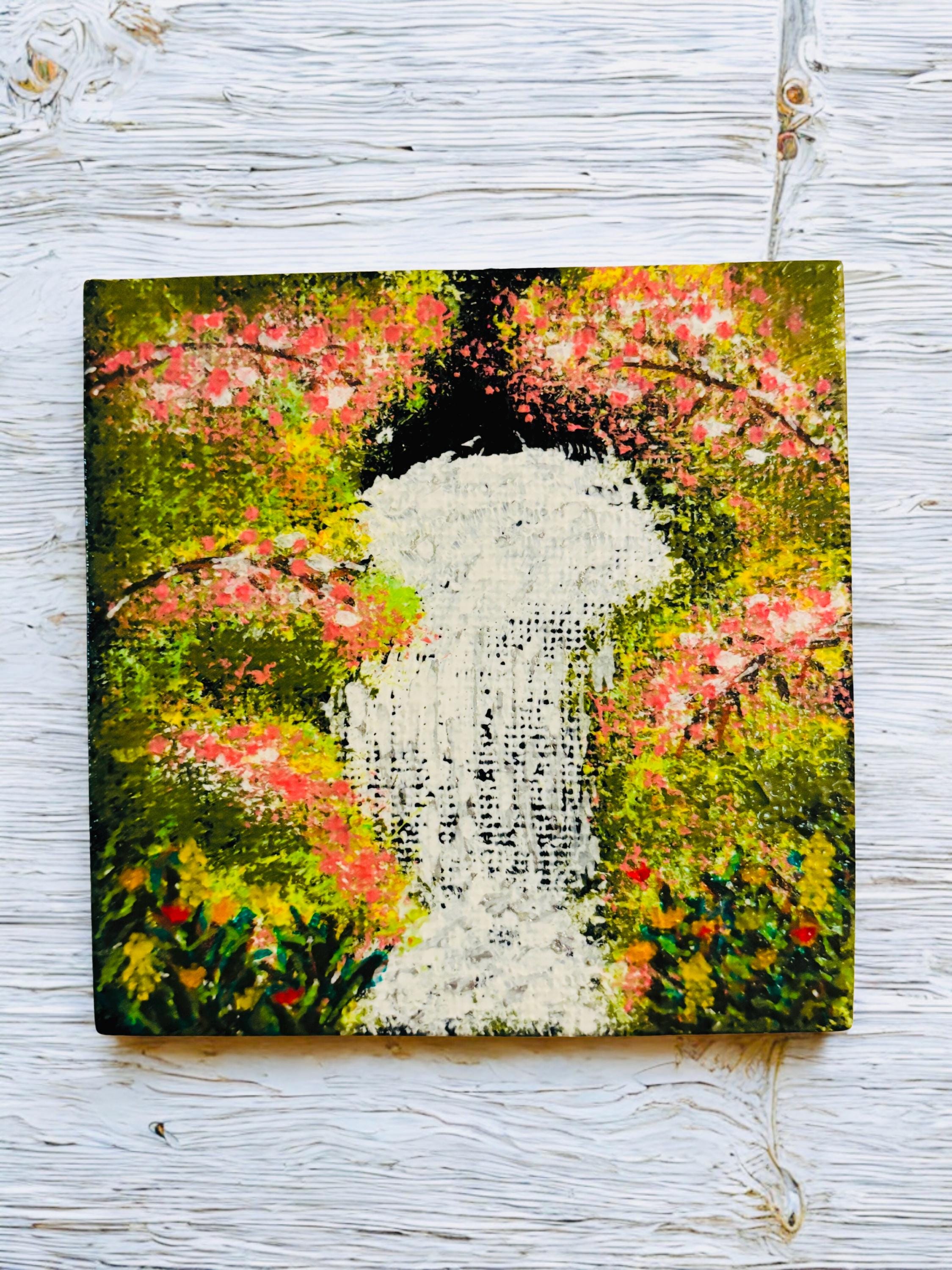 Hand Painted Mini Canvas Magnet, Waterfall