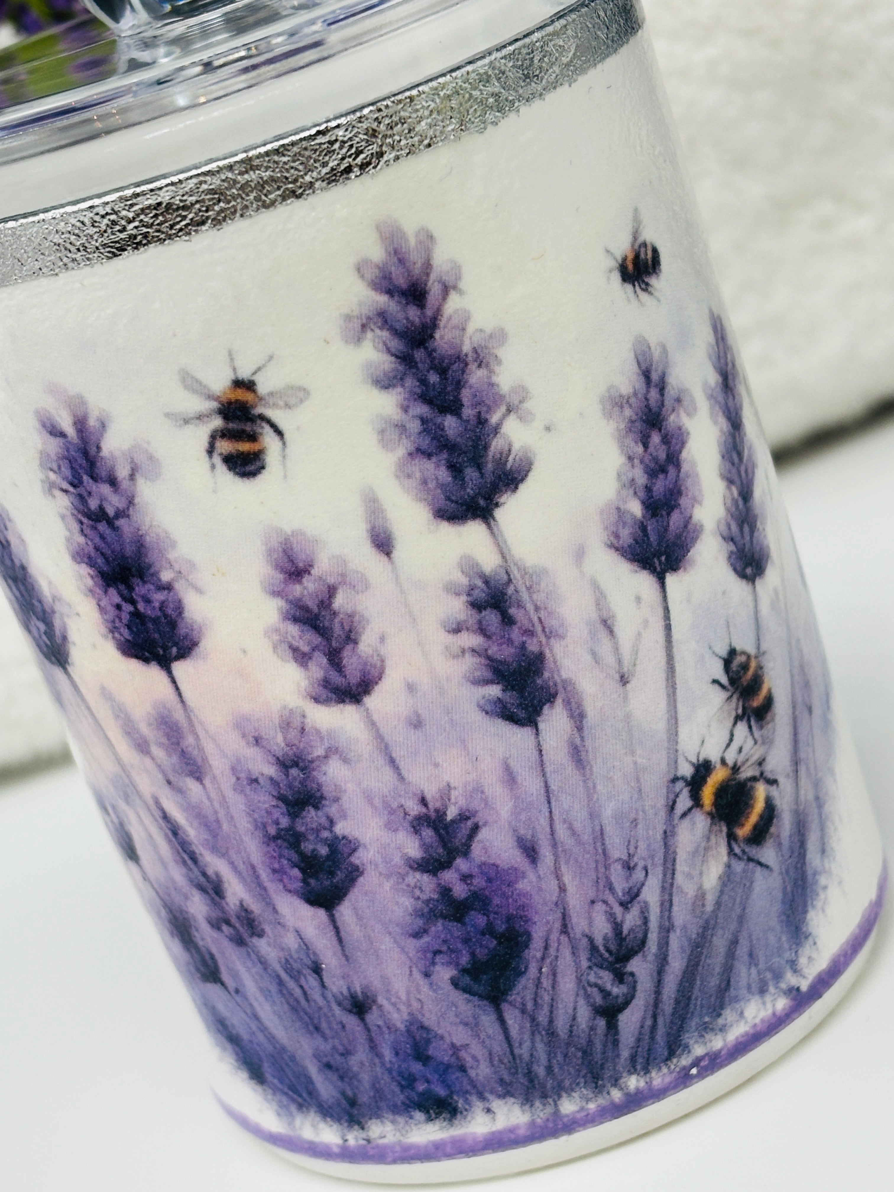 Lavender Decor, Vanity Jars with Lids, 10 oz. Set of 2