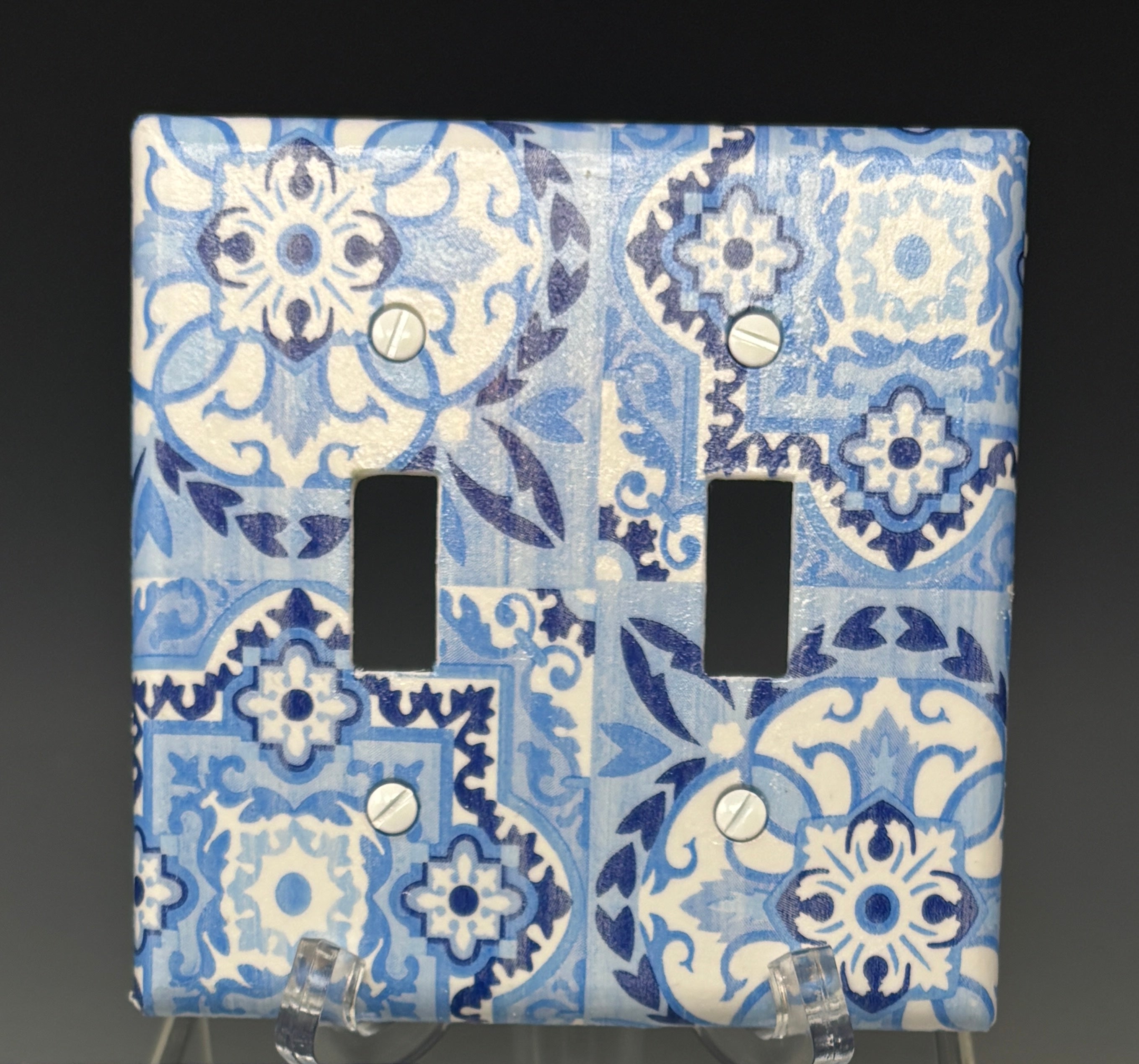 Decorative Light Outlet Cover Wall Plates, Blue Tile