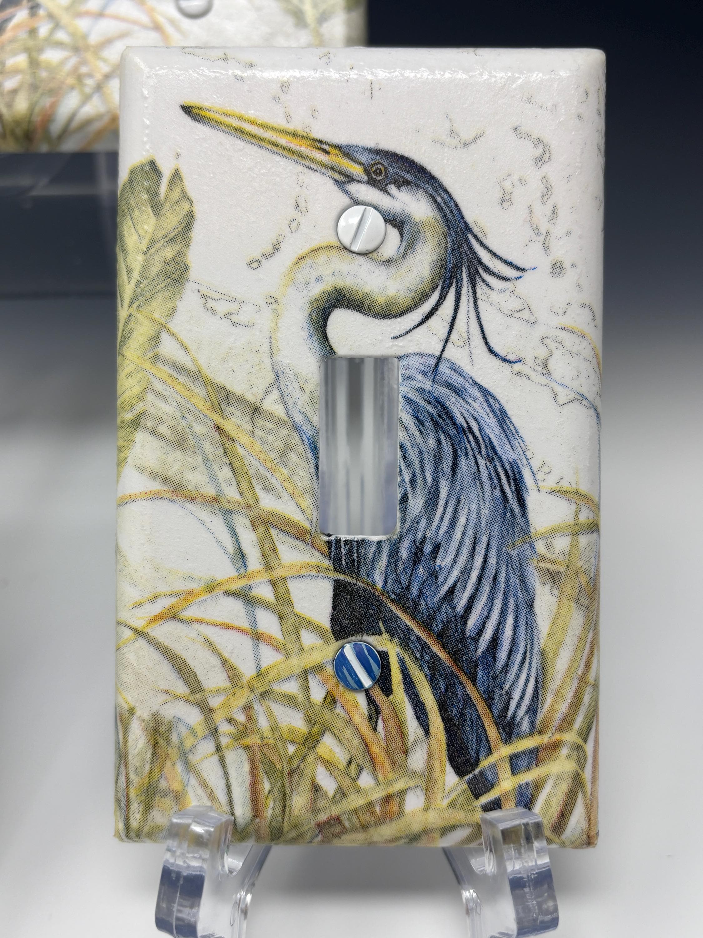 Decorative Light Outlet Cover Wall Plates, Blue Heron