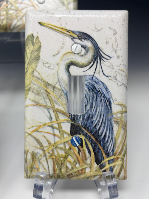 Decorative Light Outlet Cover Wall Plates, Blue Heron