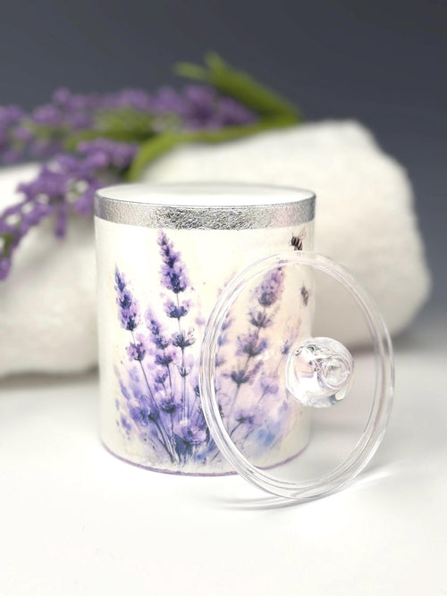 Country Chic Lavender Vanity Jar with Lid, 12 oz.