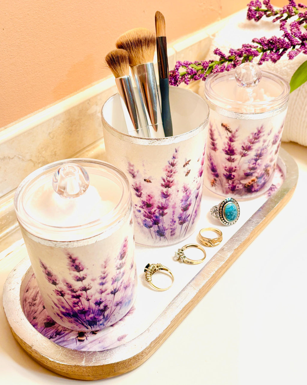 Vanity Tray, Lavender Design