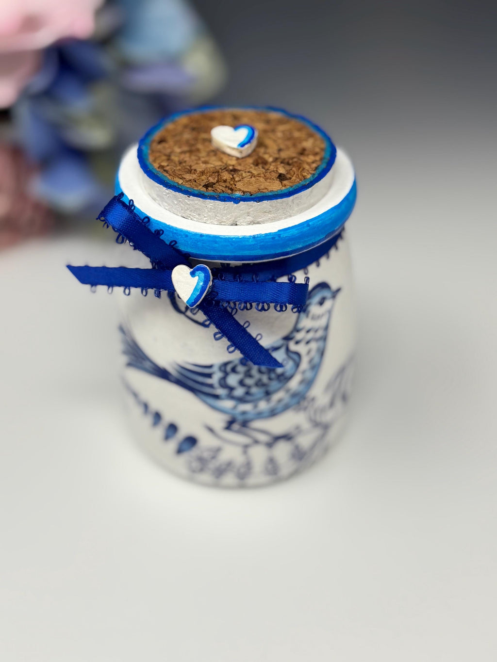 Small Glass Candy Jar, Blue Bird