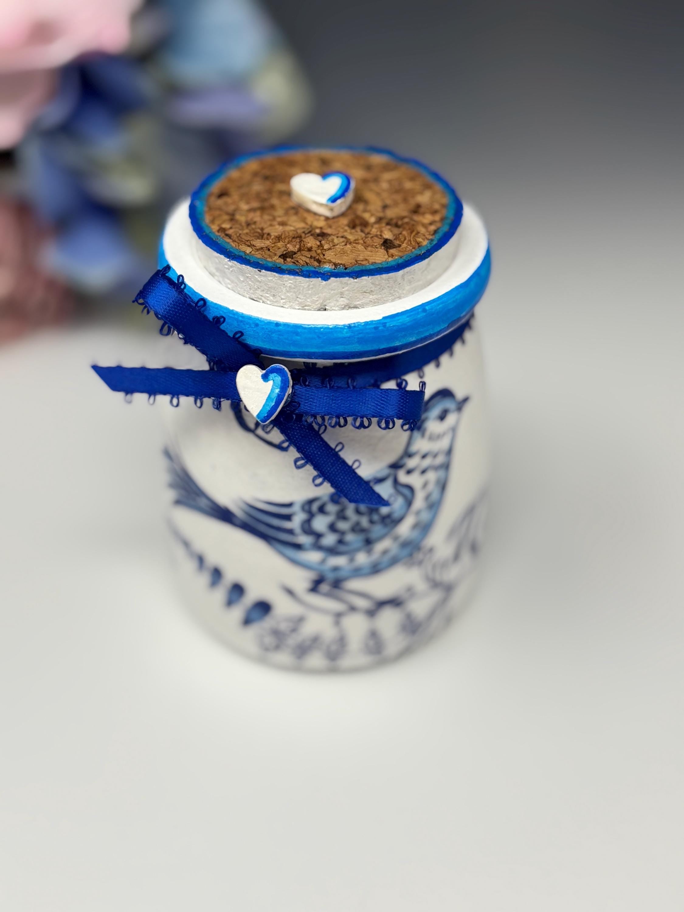 Small Glass Candy Jar, Blue Bird