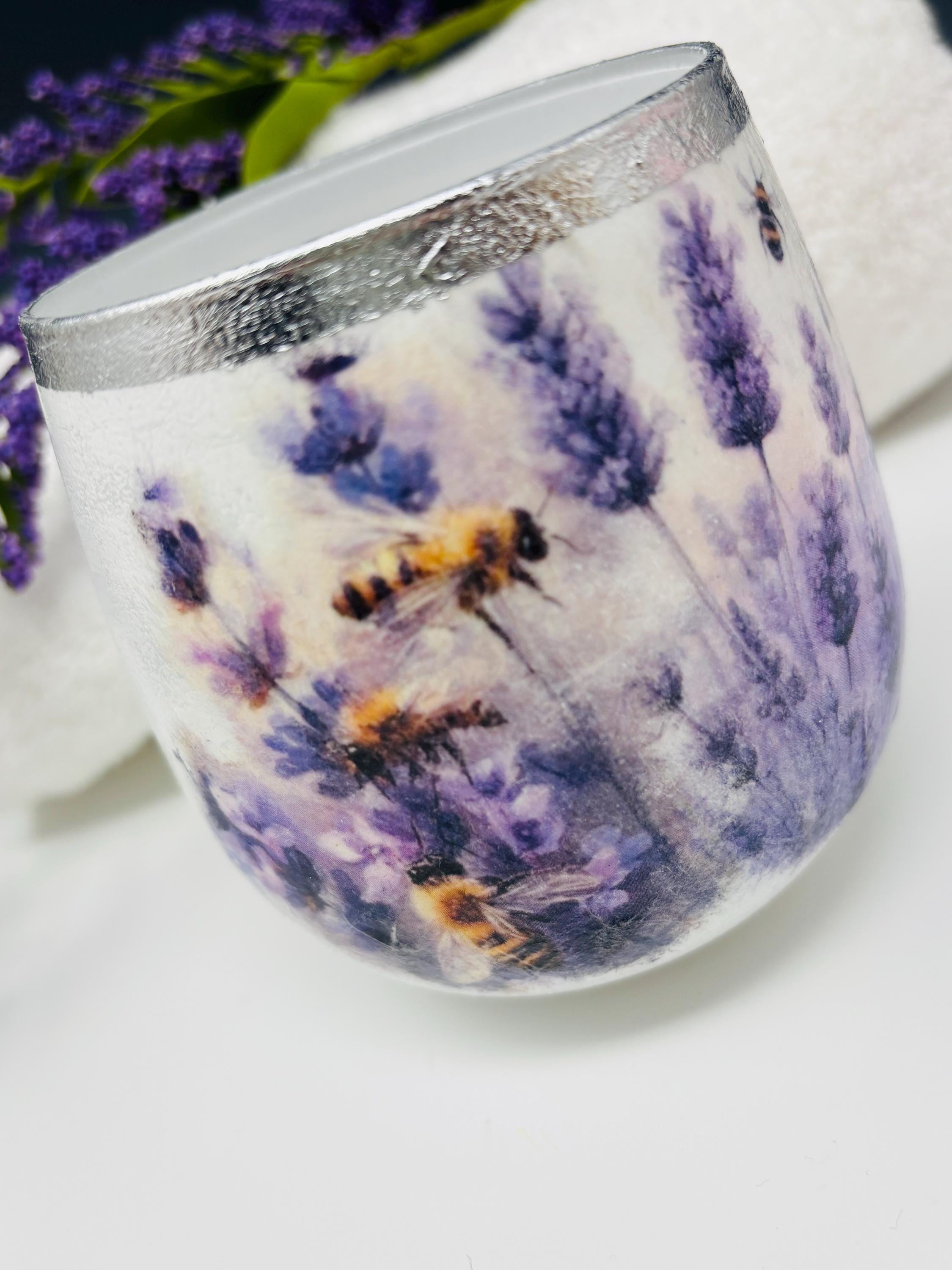 Votive Candle Holder, Lavender Design