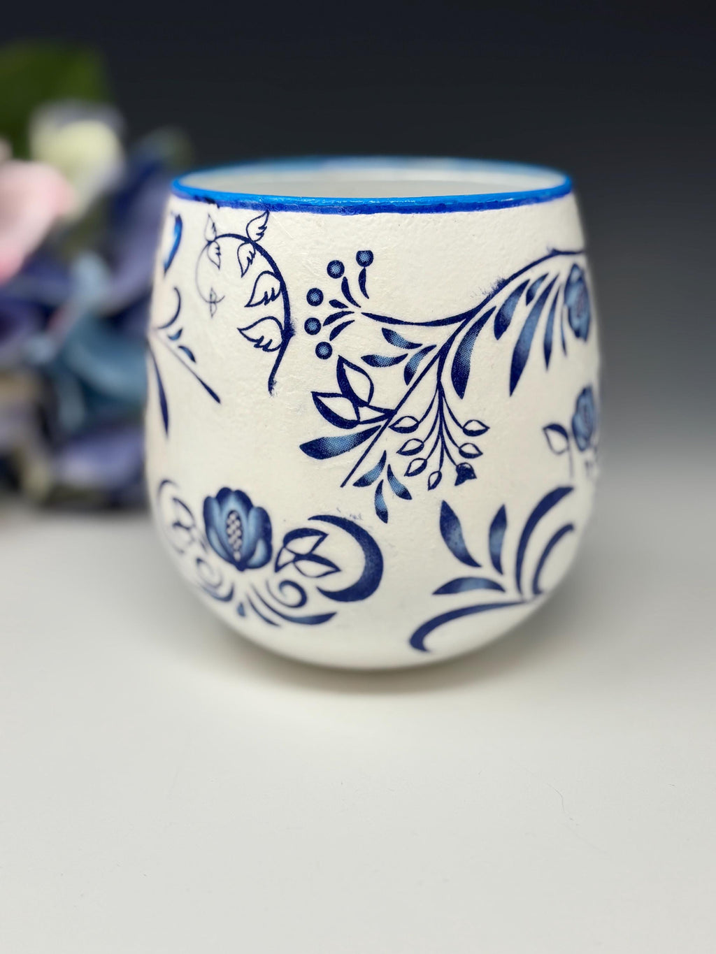 Votive Candle Holder, Blue Bird Design
