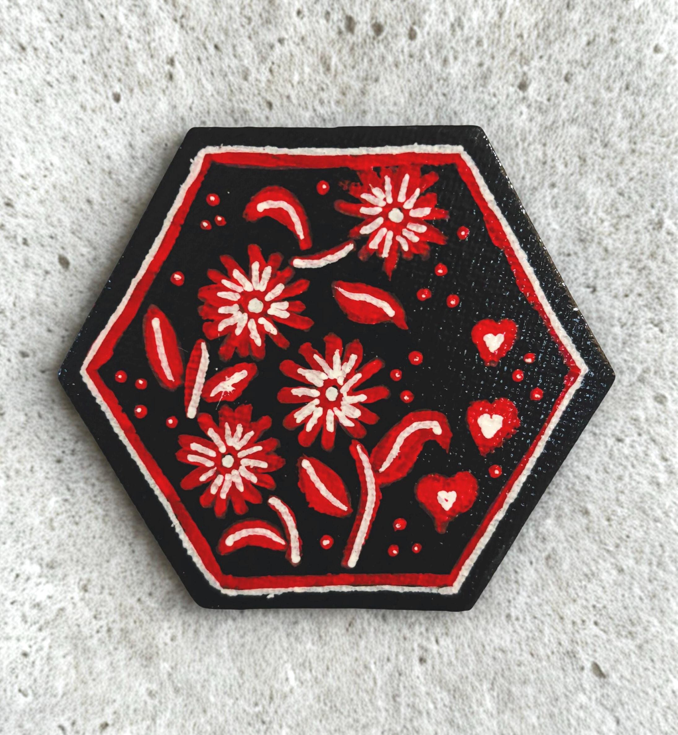Hand Painted Mini Canvas Magnets, Textile Patterns