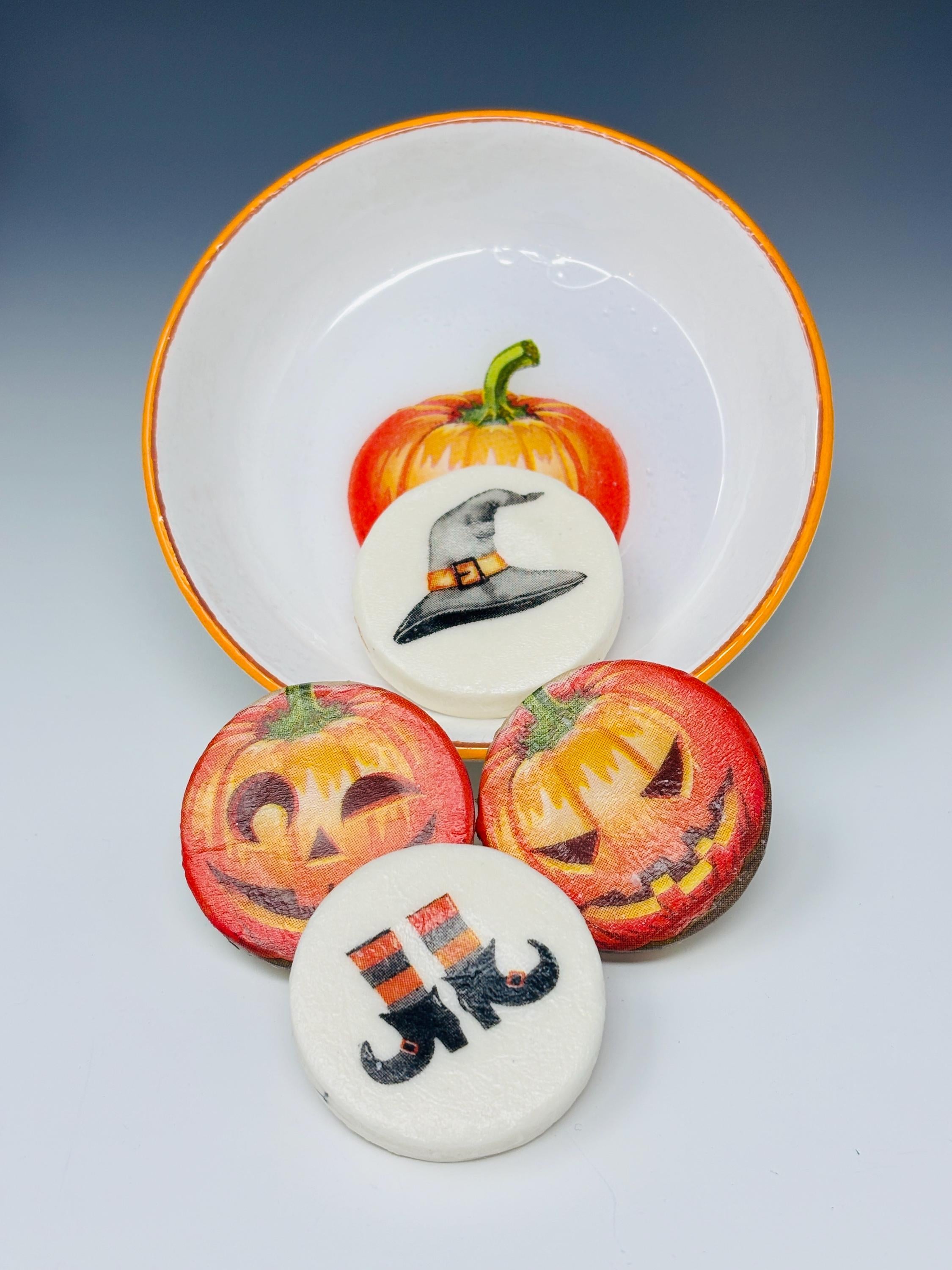 Decorative Mini Soaps, Set of 4, Halloween Pumpkins