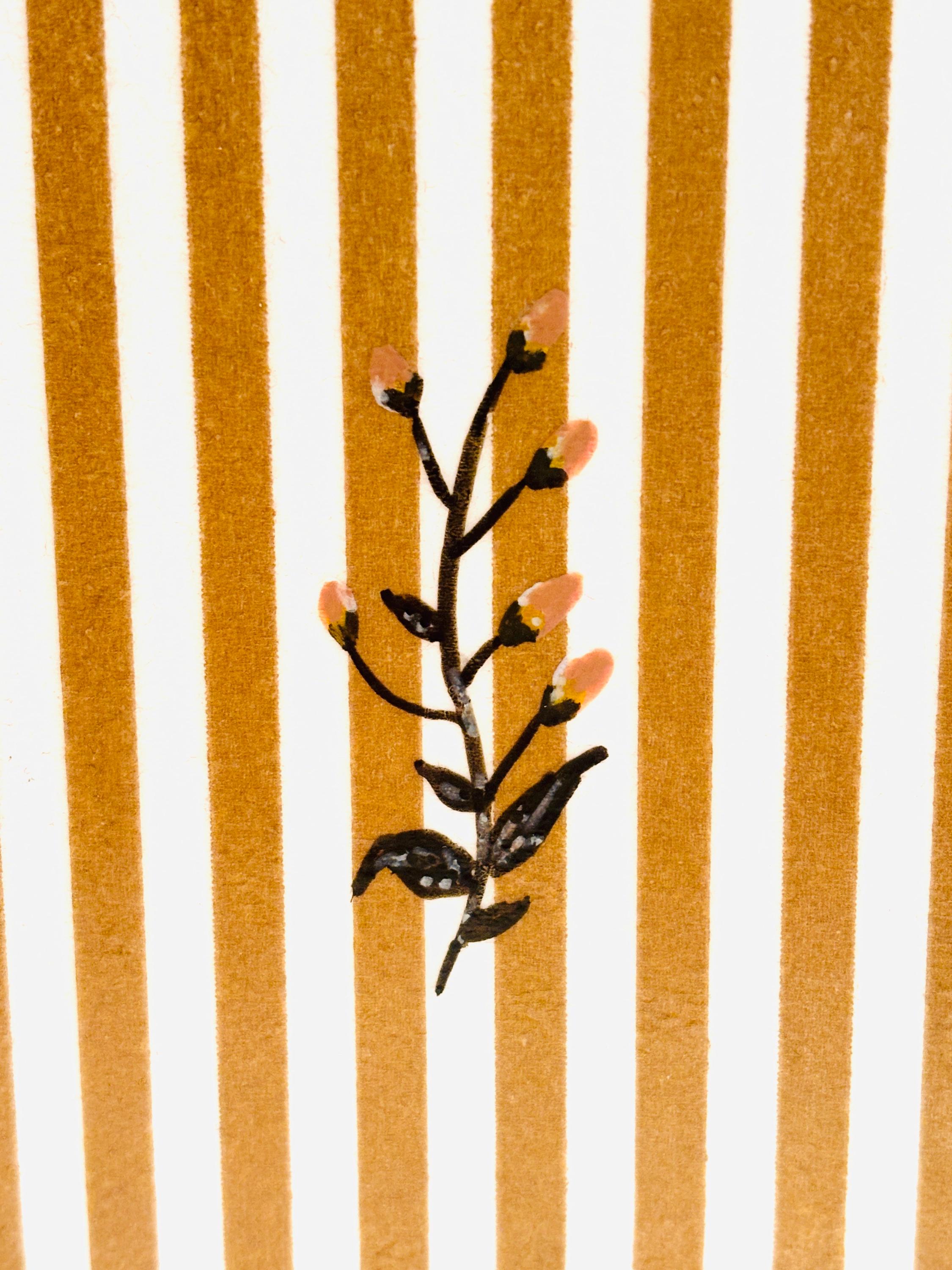Vanity Tissue Box Holder, Bold Black and Gold, Floral and Stripe Design