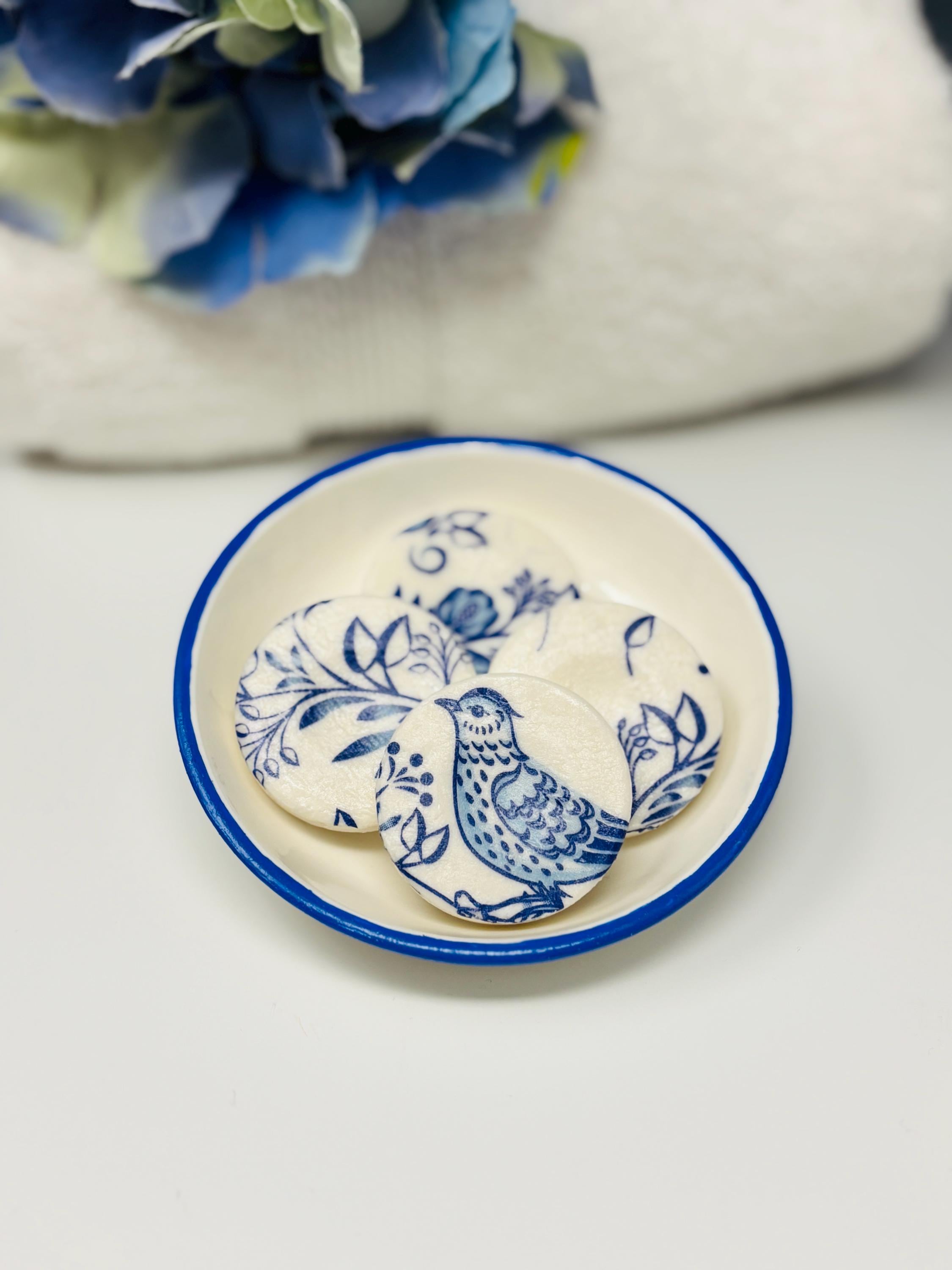 Decorative Mini Soaps, Set of 4, Blue Bird
