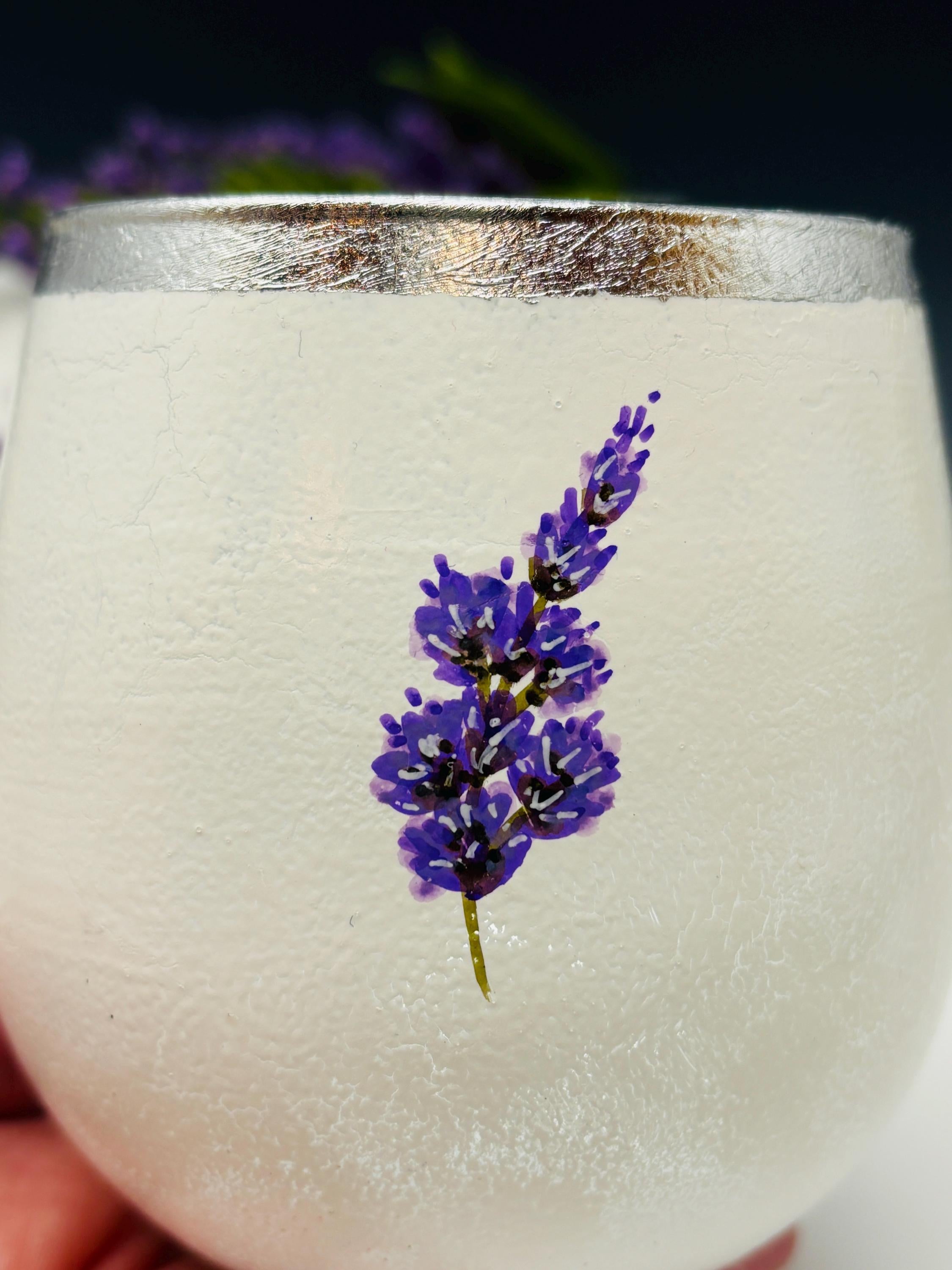 Votive Candle Holder, Lavender Design